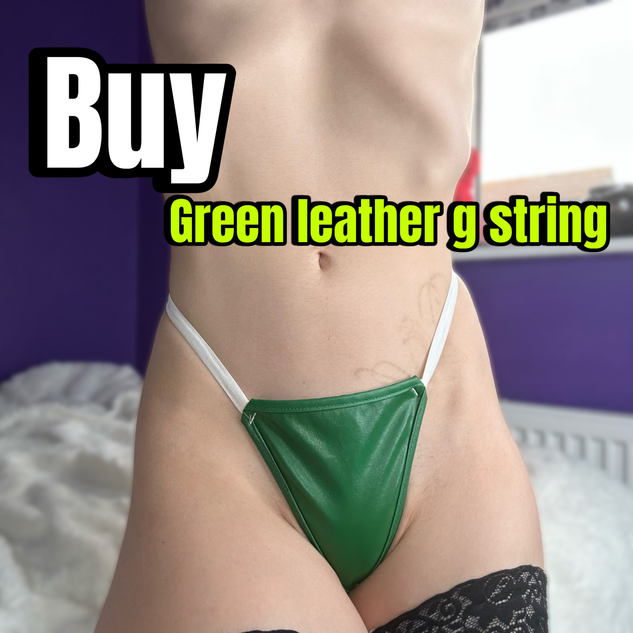 Buy green leather g string
