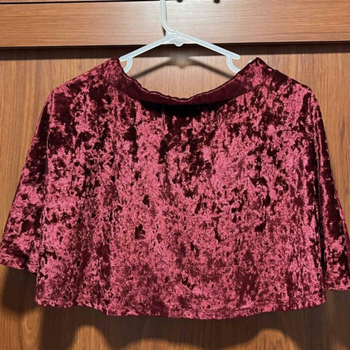 Burgundy velvet crop top