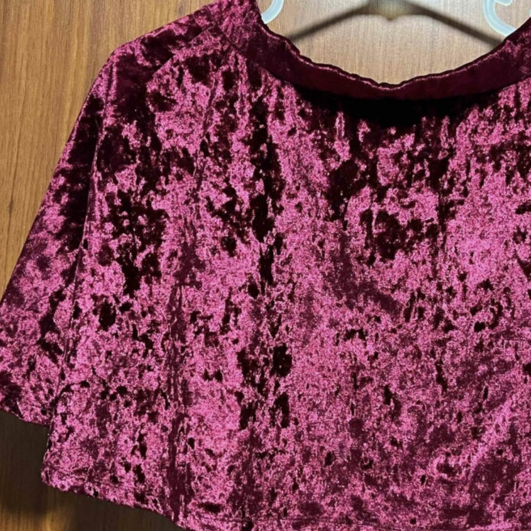 Burgundy velvet crop top