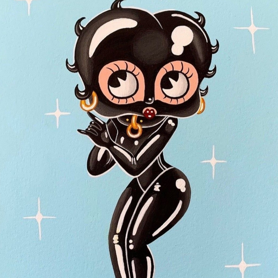 Blue body stocking along with the black gloves used in video