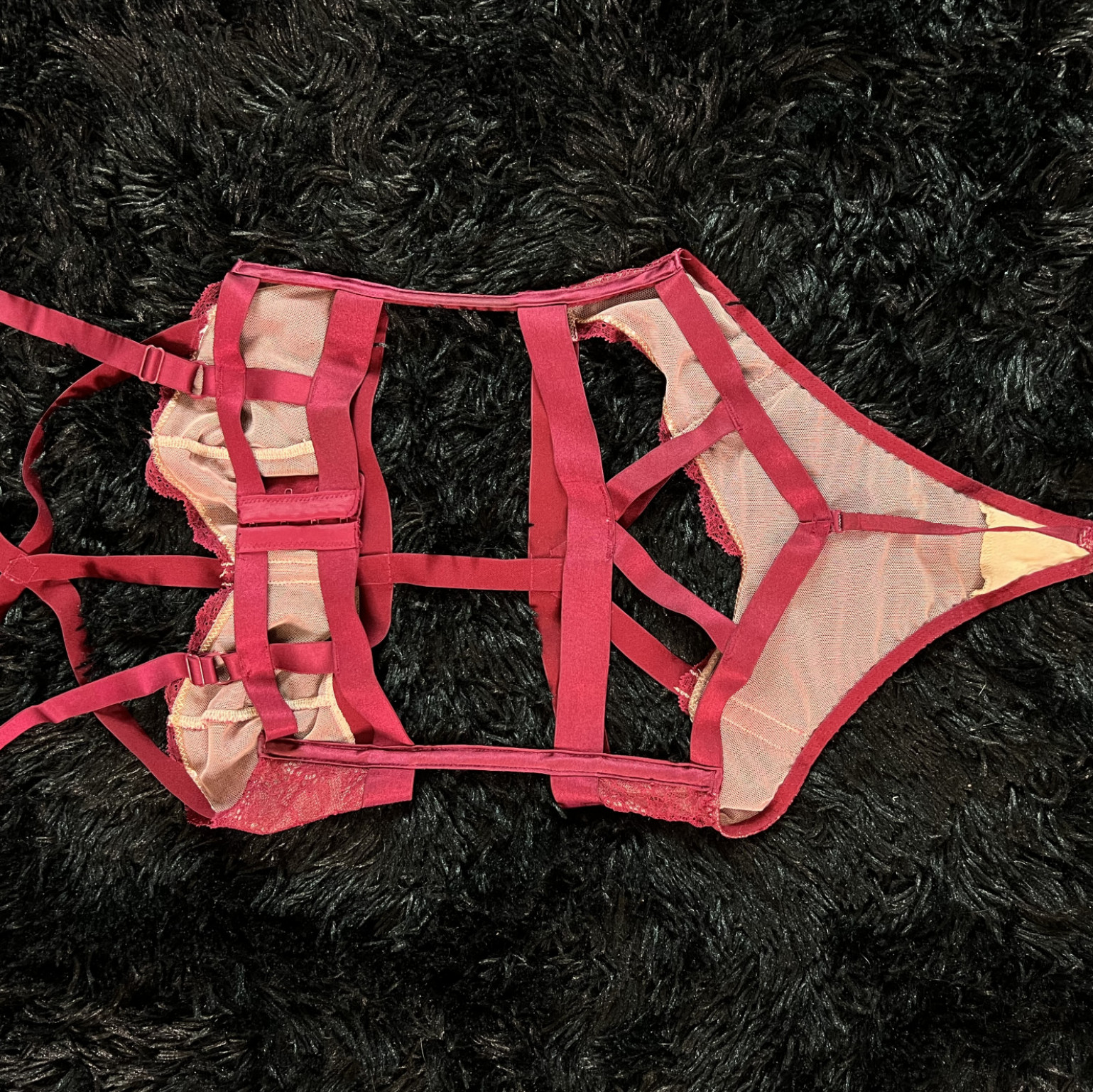 Burgundy Caged Bodysuit Lingerie