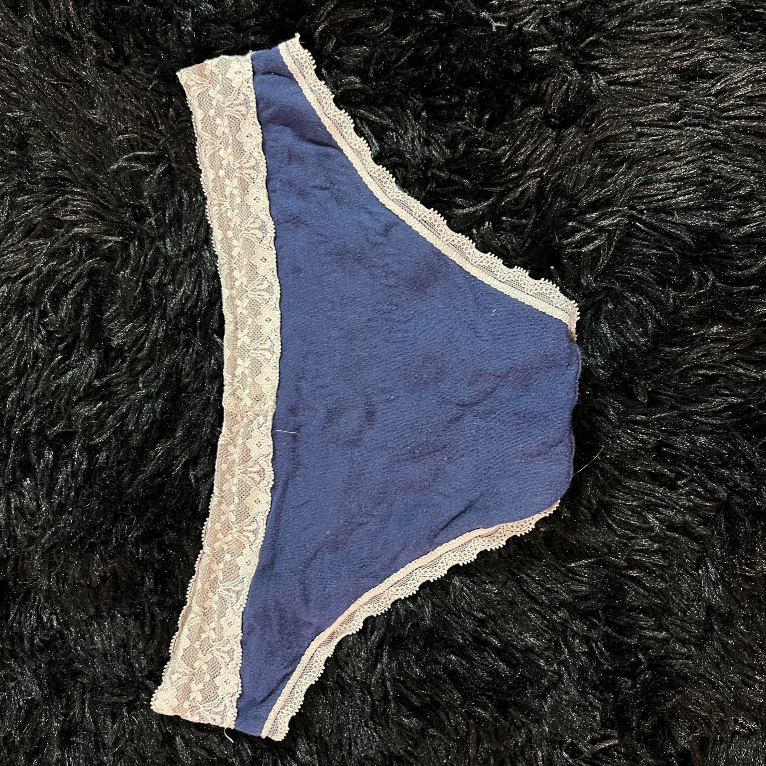Navy Blue Brief Panties With Lace
