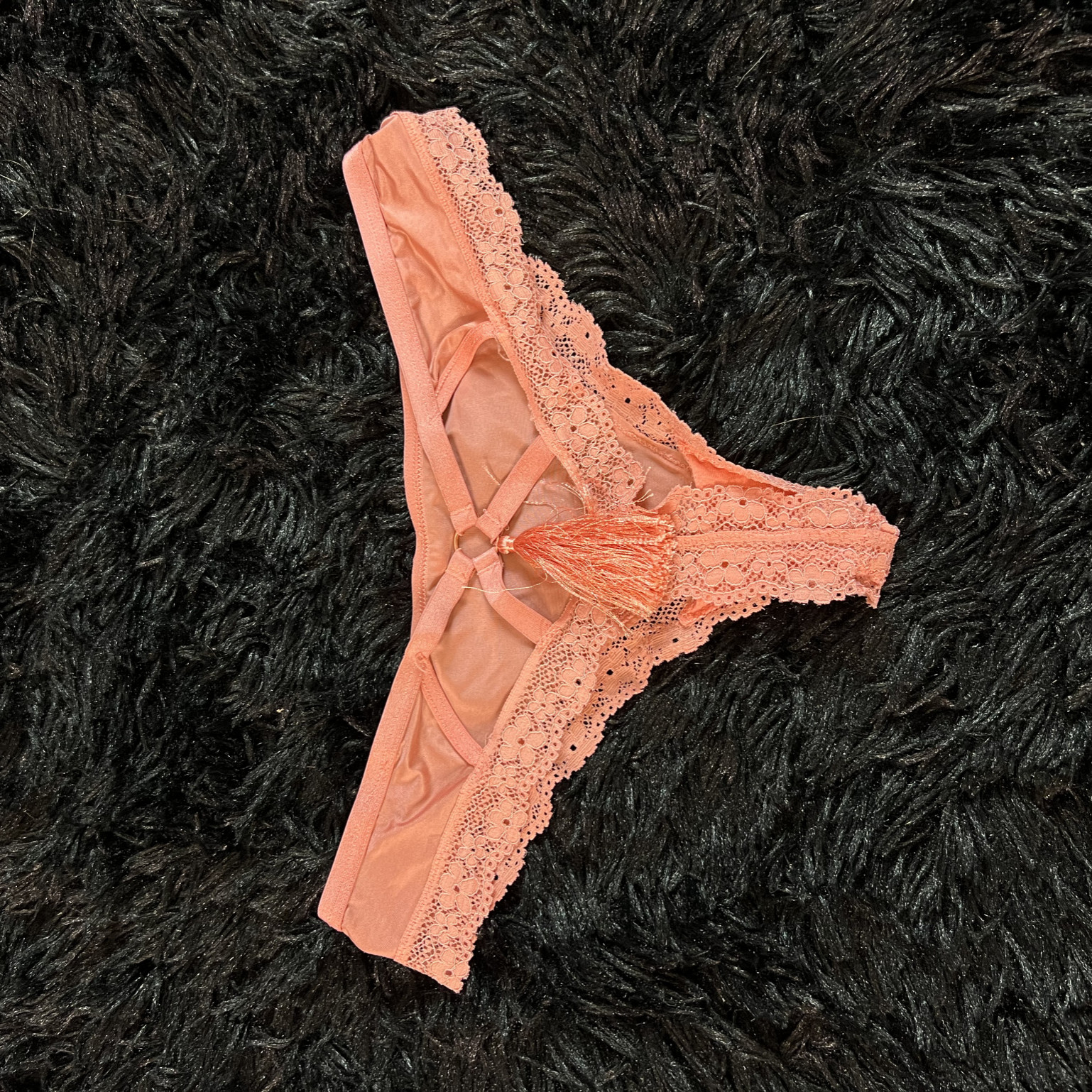Pink Peach Thong With Tassel