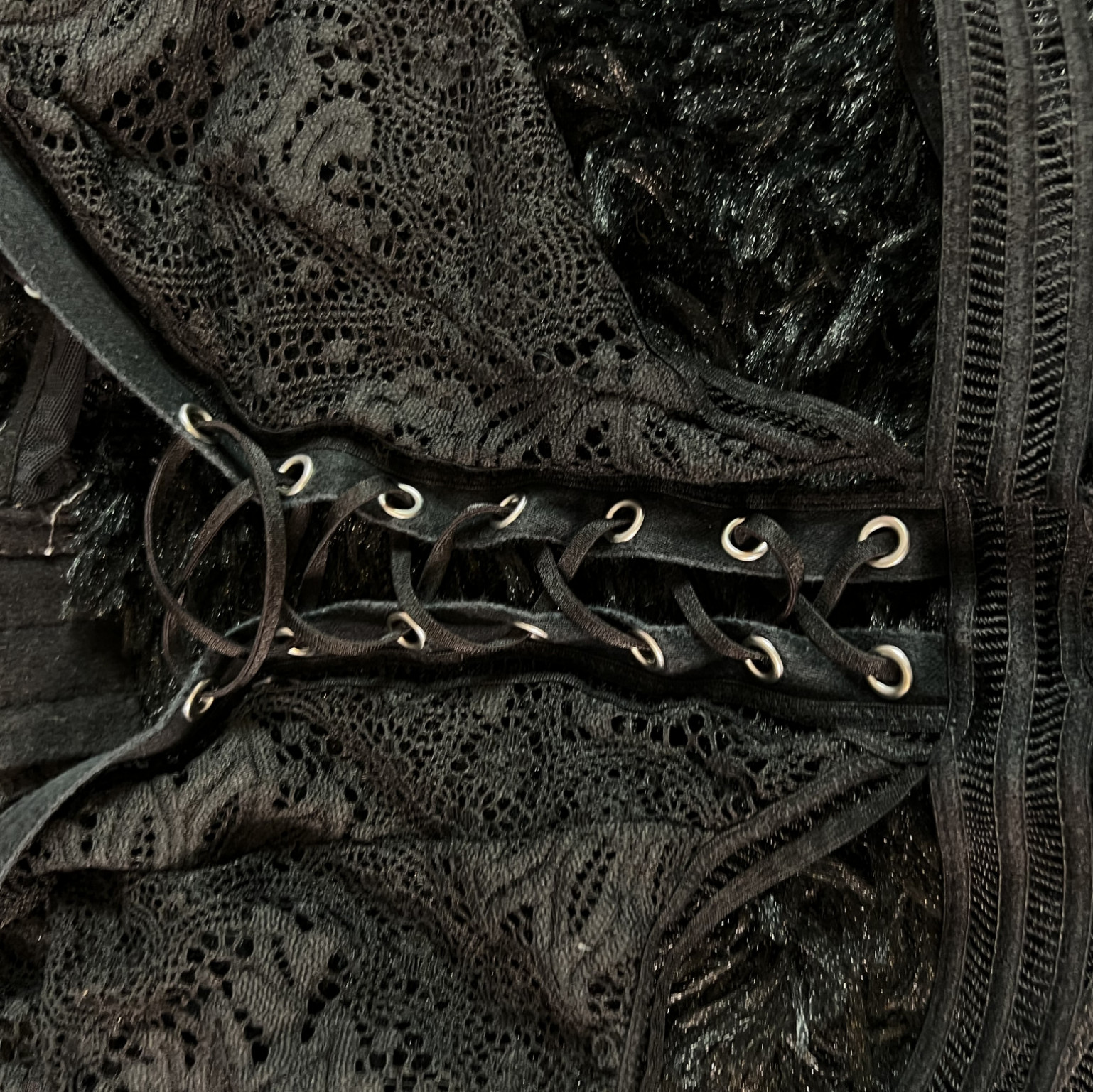Black Lace Strappy Lingerie Bodysuit