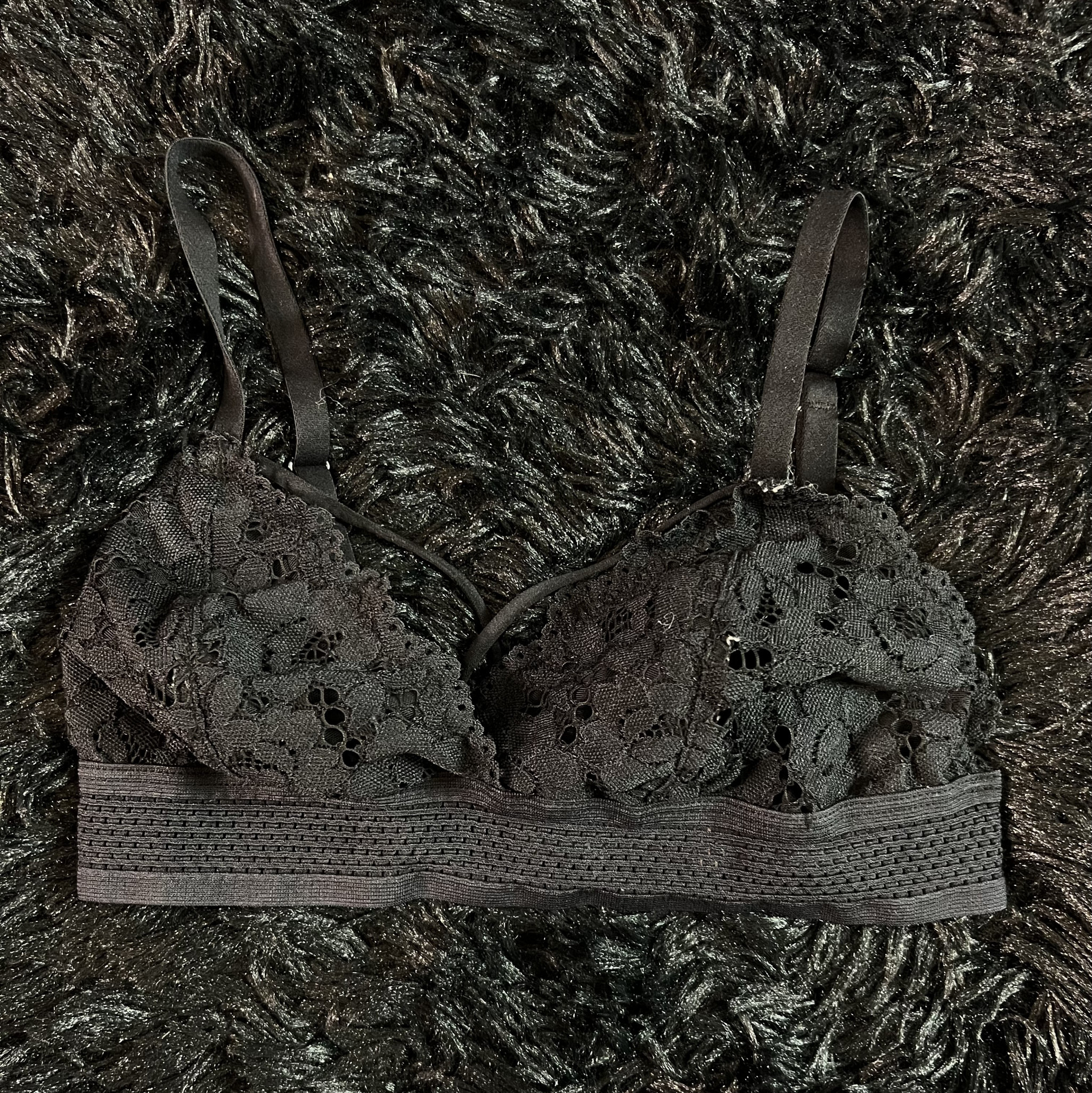 Lace Strappy Black Bra