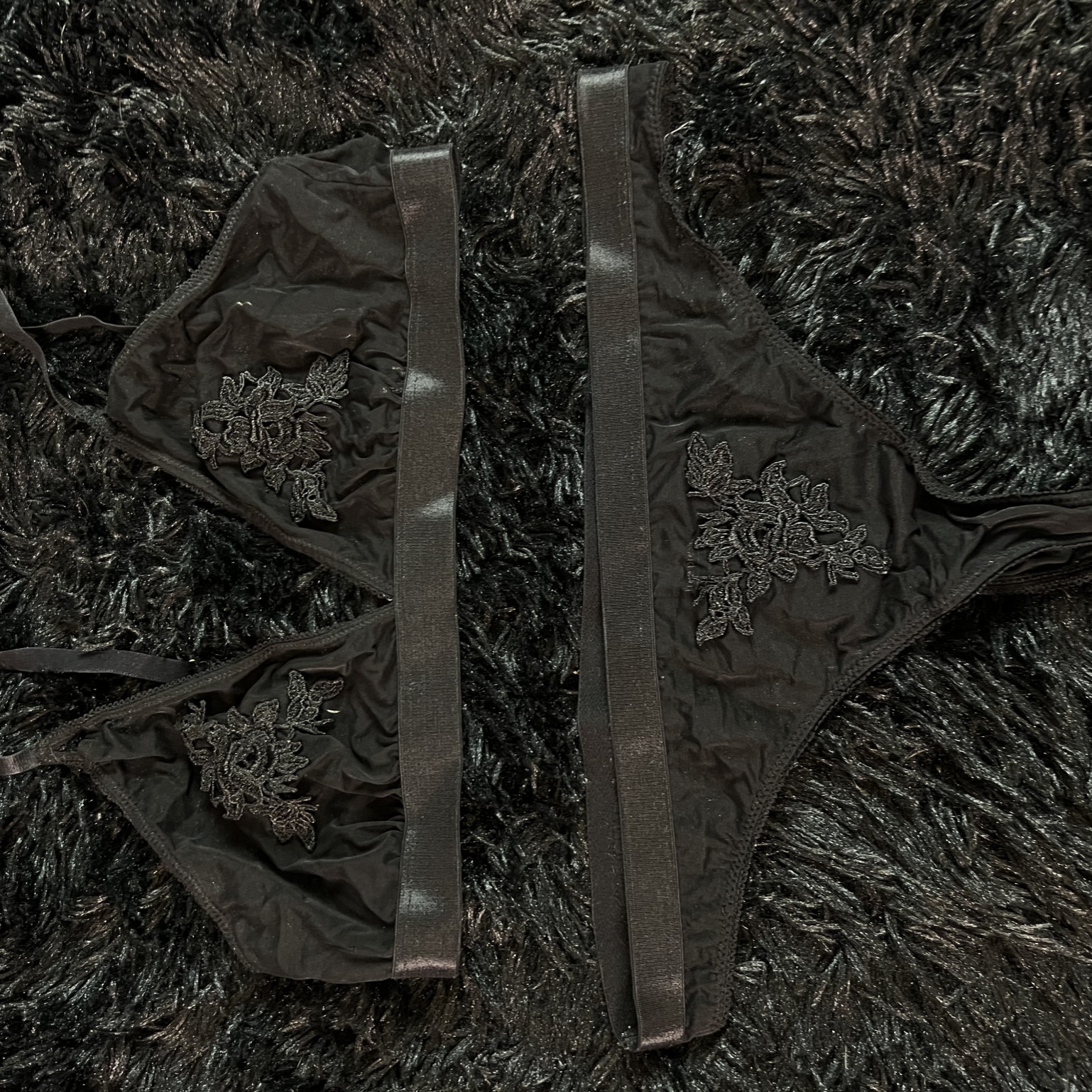 Black Mesh Matching Bra And Pantie Set