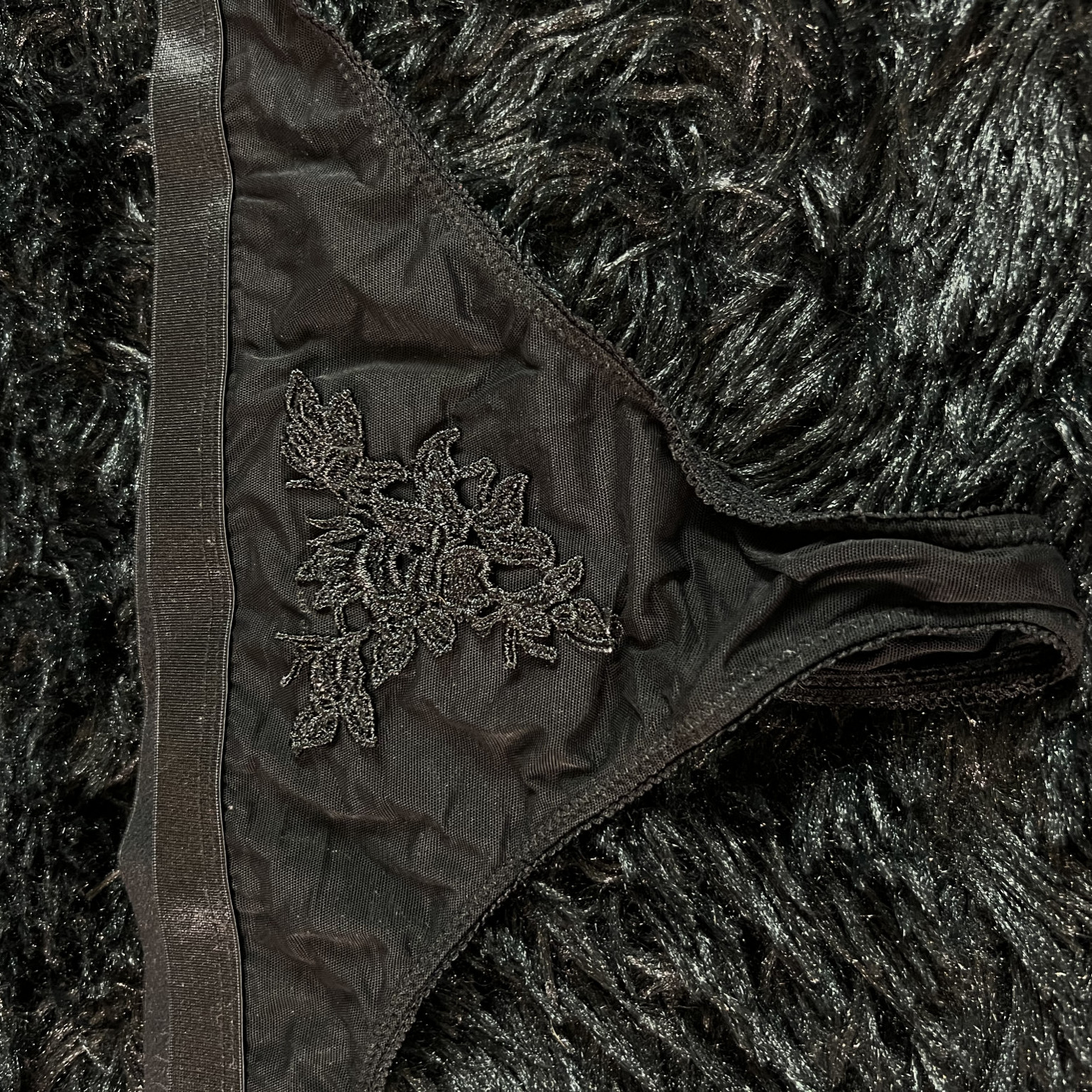 Black Mesh Matching Bra And Pantie Set