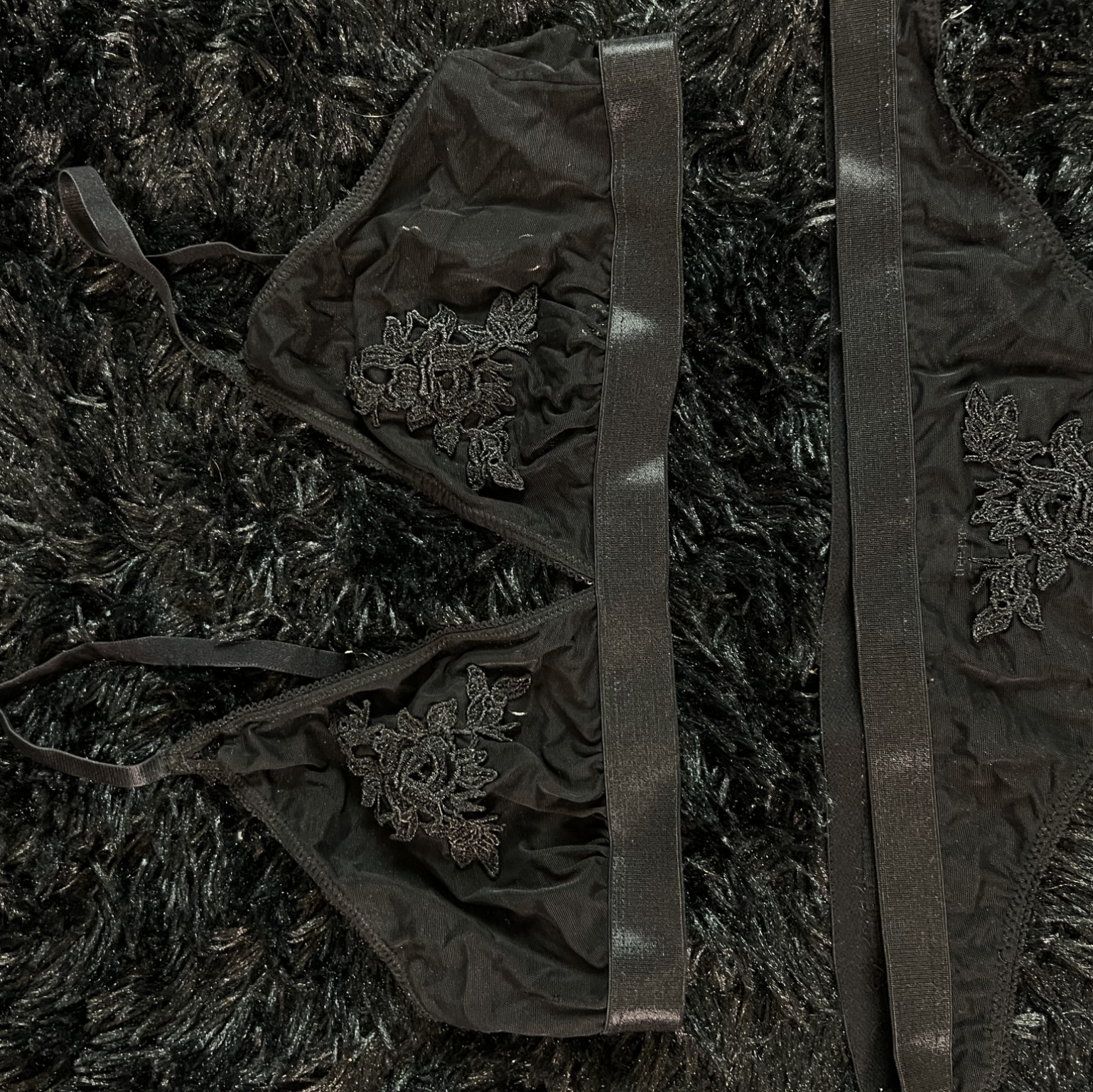 Black Mesh Matching Bra And Pantie Set