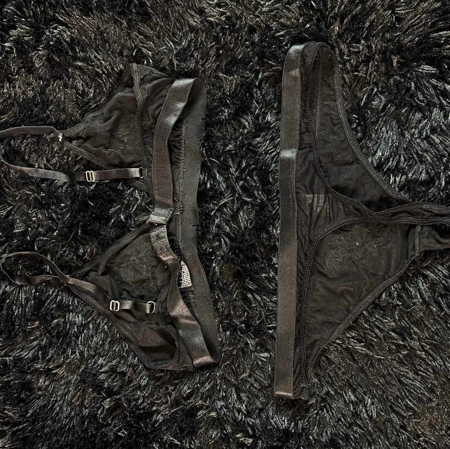 Black Mesh Matching Bra And Pantie Set