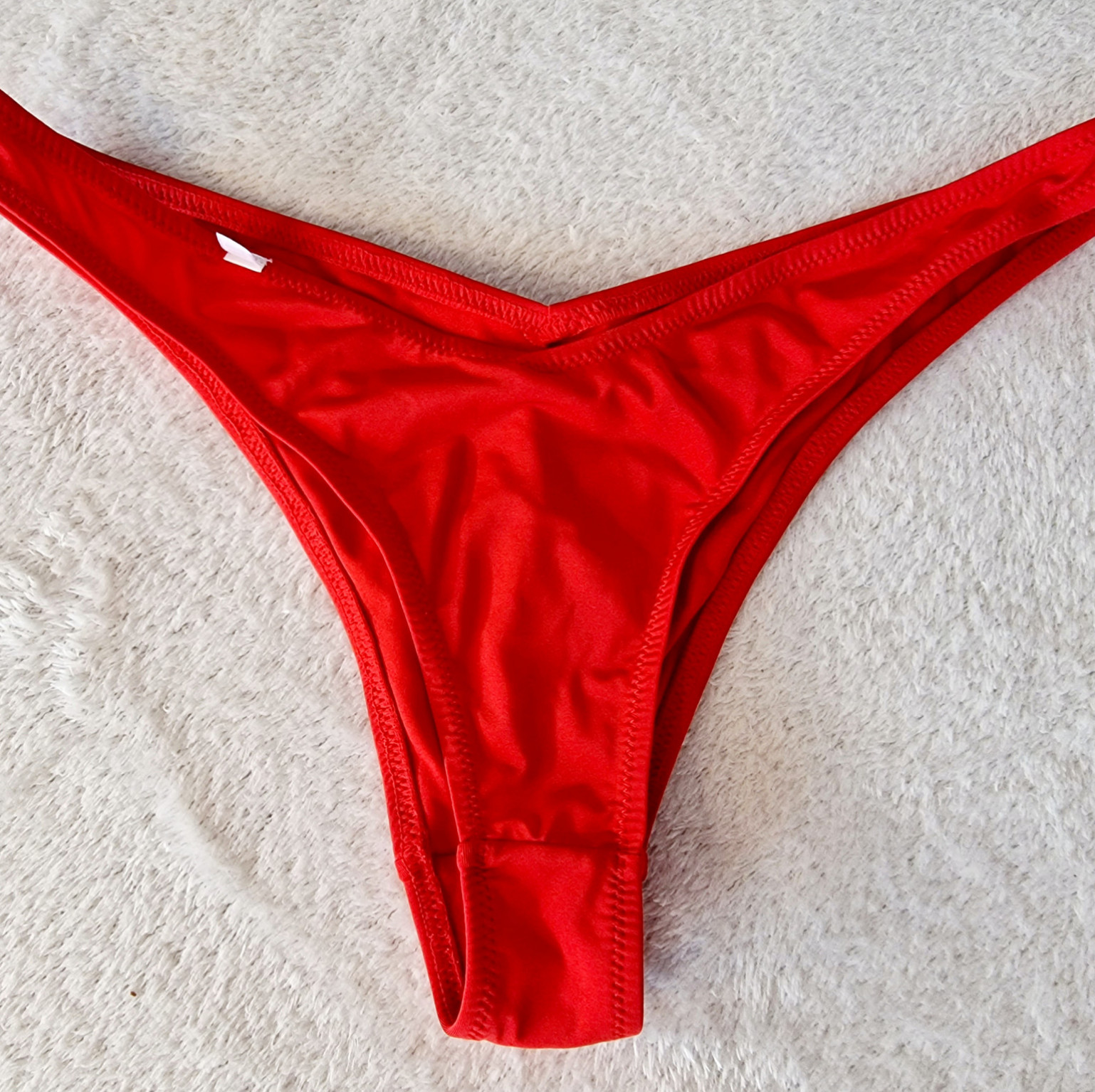 Red brazilian V cut panties