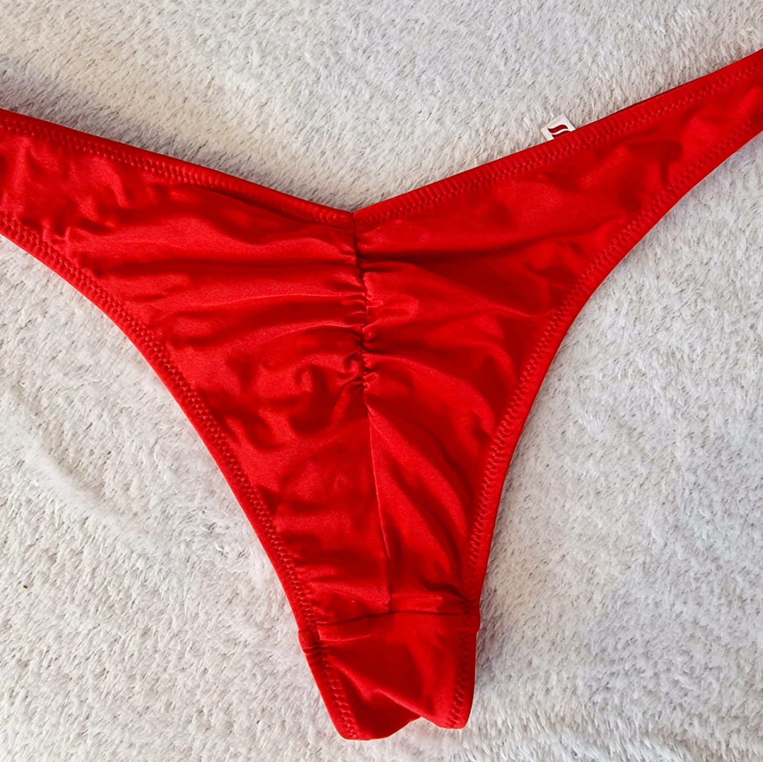 Red brazilian V cut panties