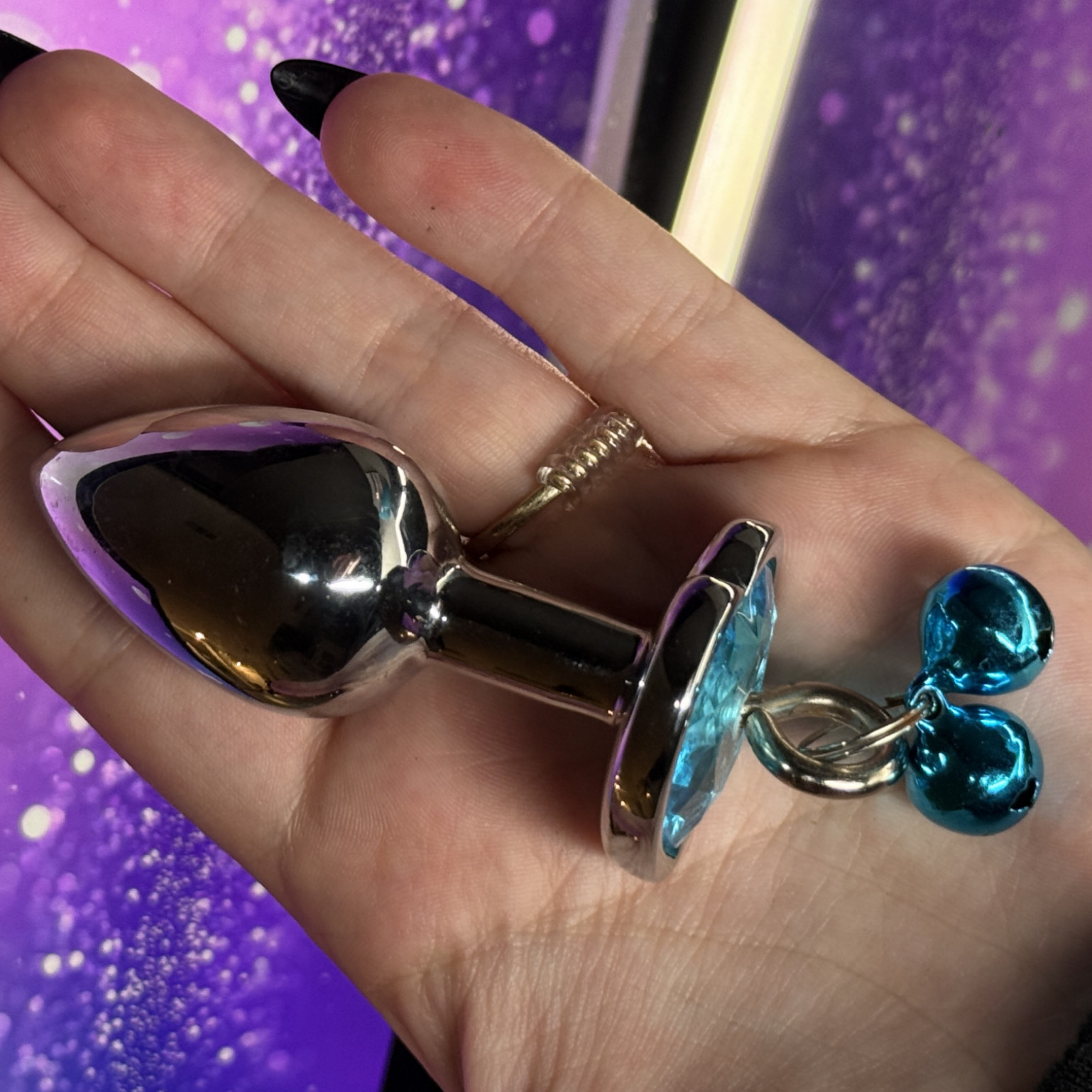 Small Butt Plug With Blue Bells and Jewel WELL WORN