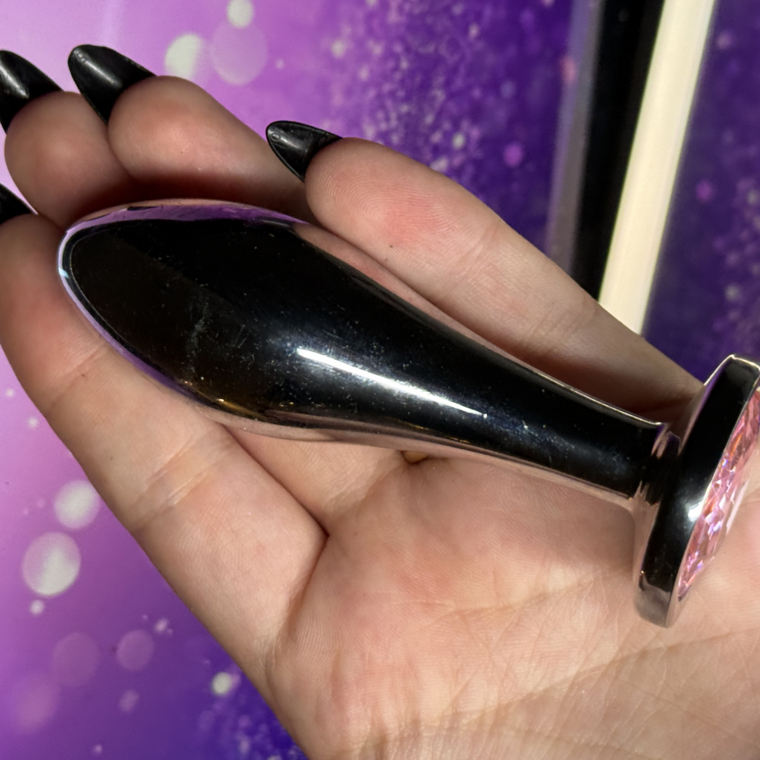 Large Butt Plug Pink Sparkle WELL USED