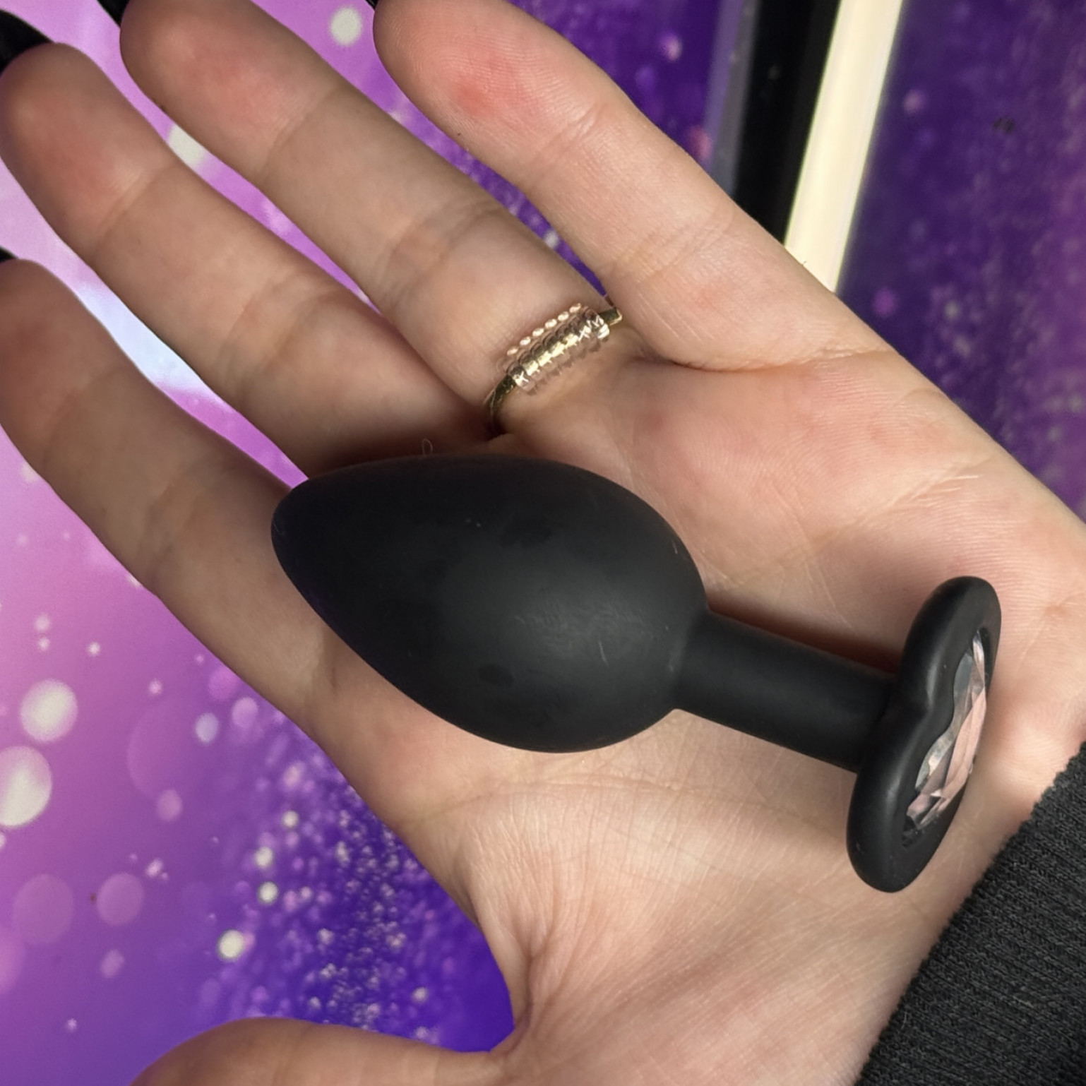 Small Butt Plug Silicone Silver Heart Jewel WELL USED