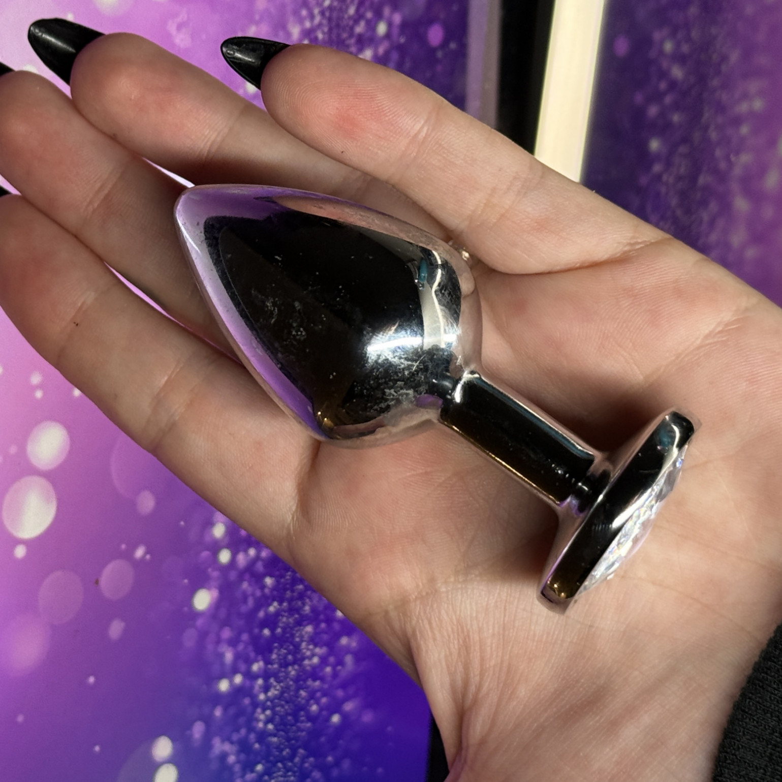 Medium Butt Plug Silver Jewel WELL USED
