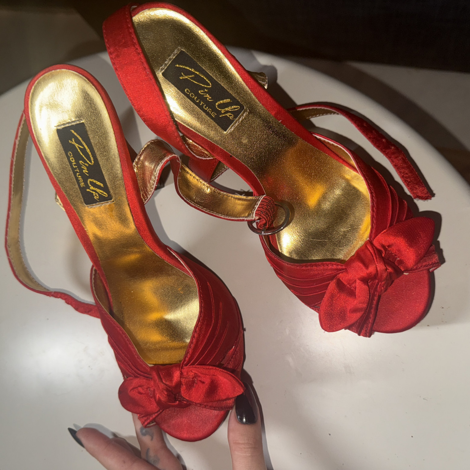 Red Satin Heels WELL USED Worn in Iconic Scenes