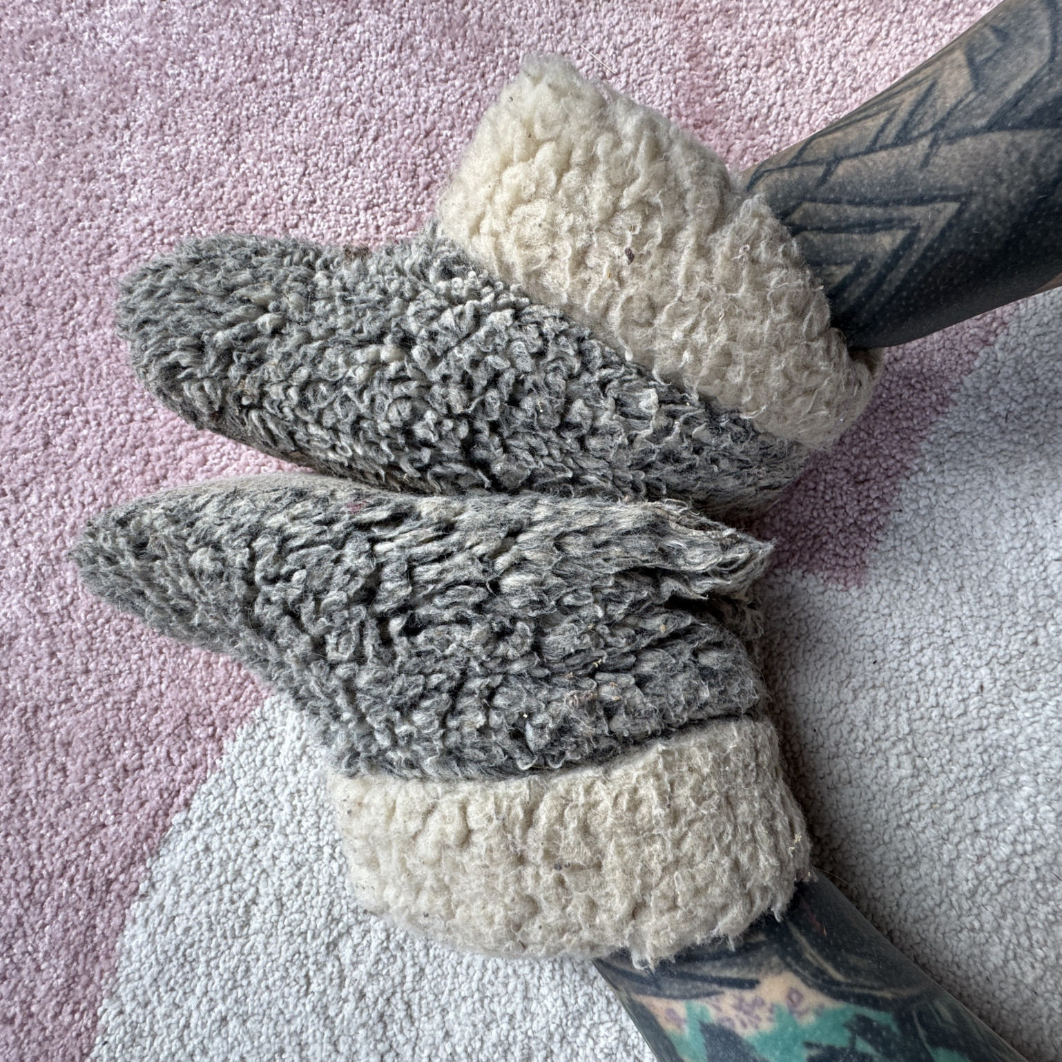 used and worn Lambskin shoes slippers