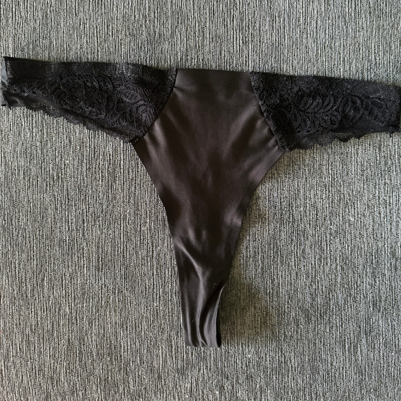 Tiny Black Lace Thong