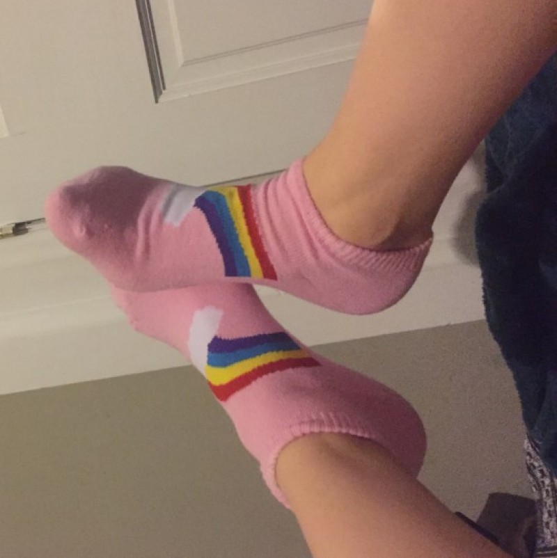 Cute Pink Rainbow Ankle Socks