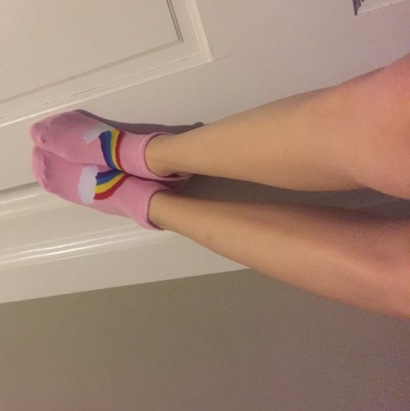 Cute Pink Rainbow Ankle Socks
