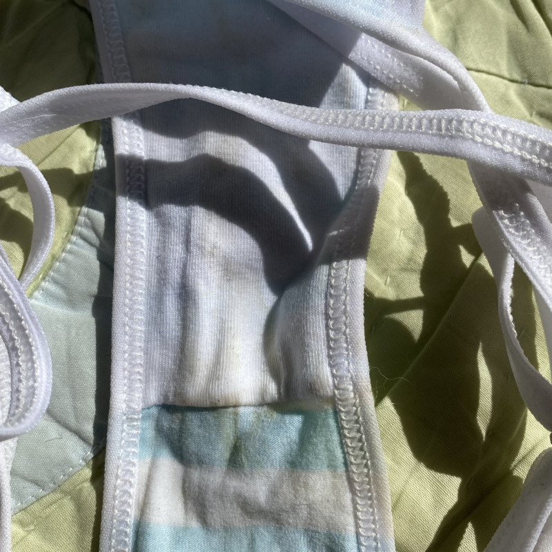 Striped Anime Panty Cum Sweat Dirty