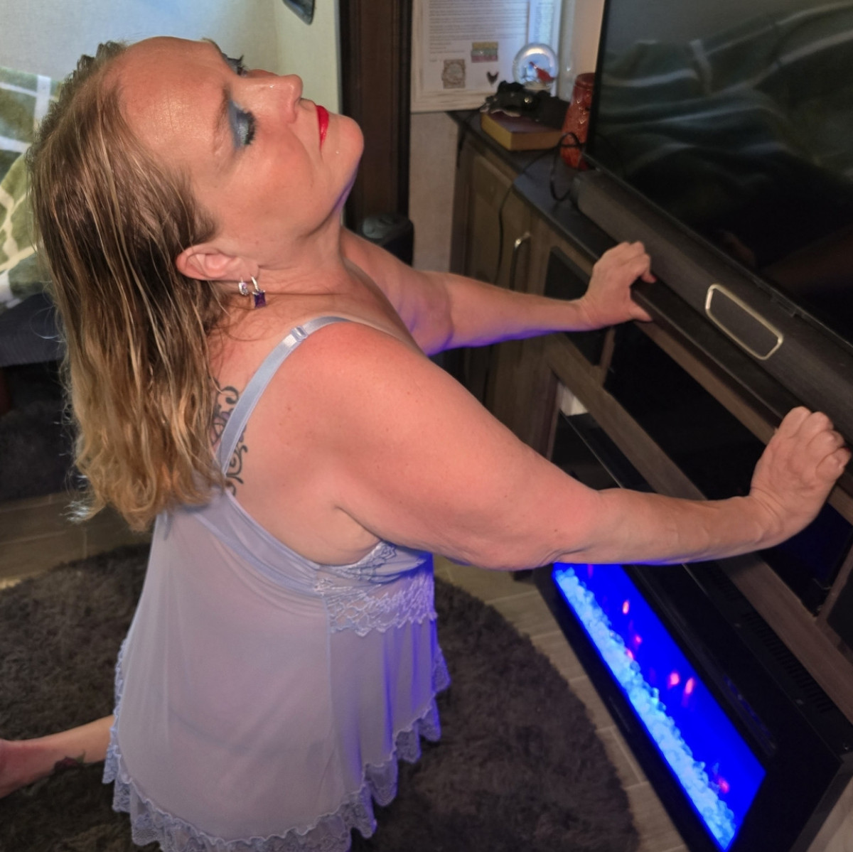 A little fun in my cute blue nighty