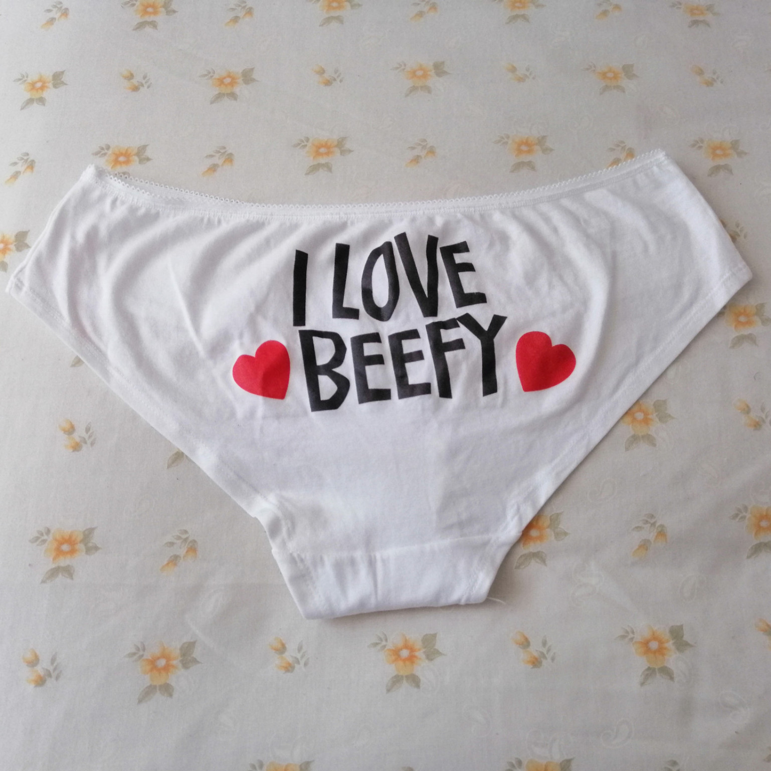 Used Worn Panties I LOVE BEEFY by Melody