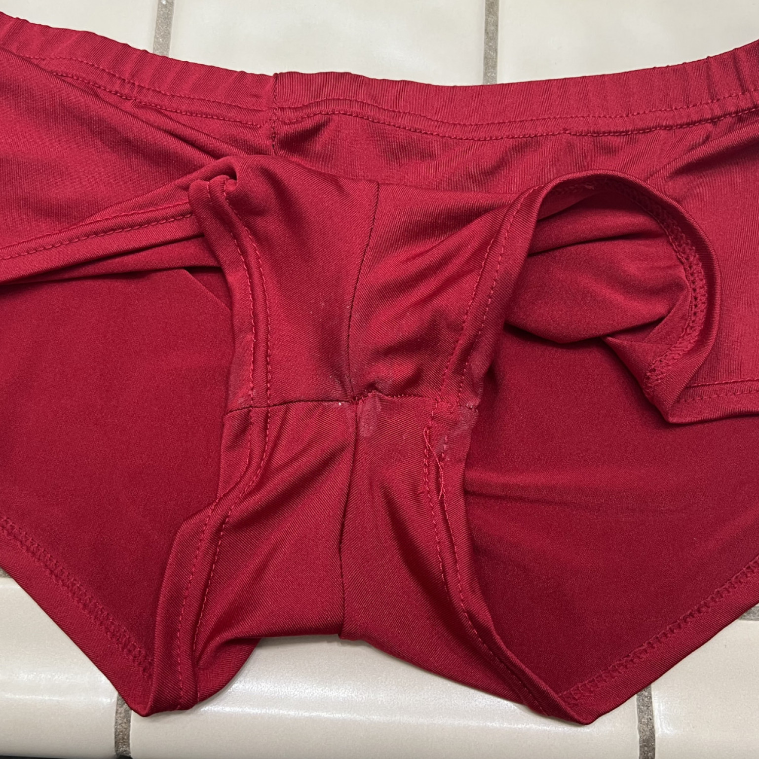 Red cheeky worn panties