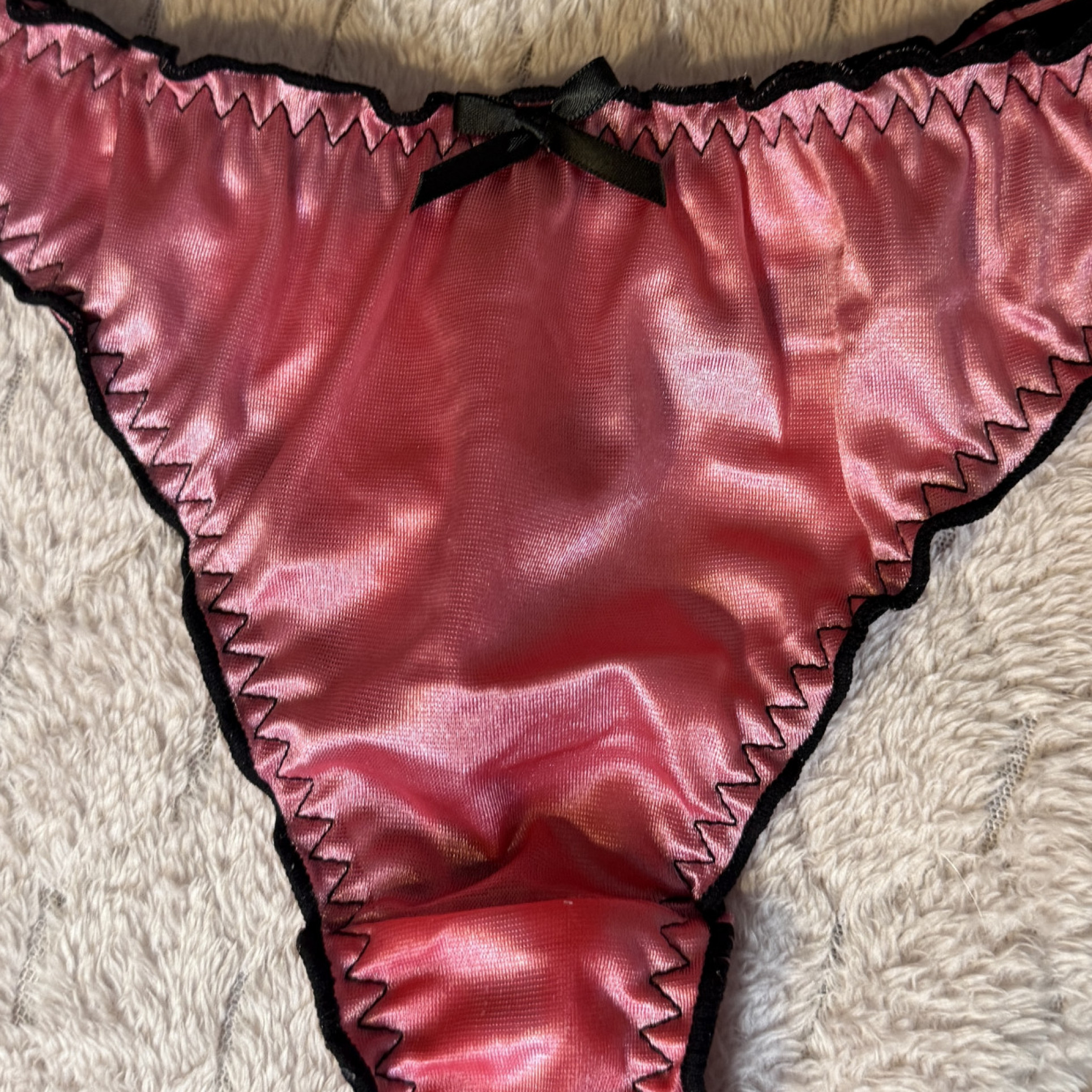 Worn Satin Fullback Pink Panties