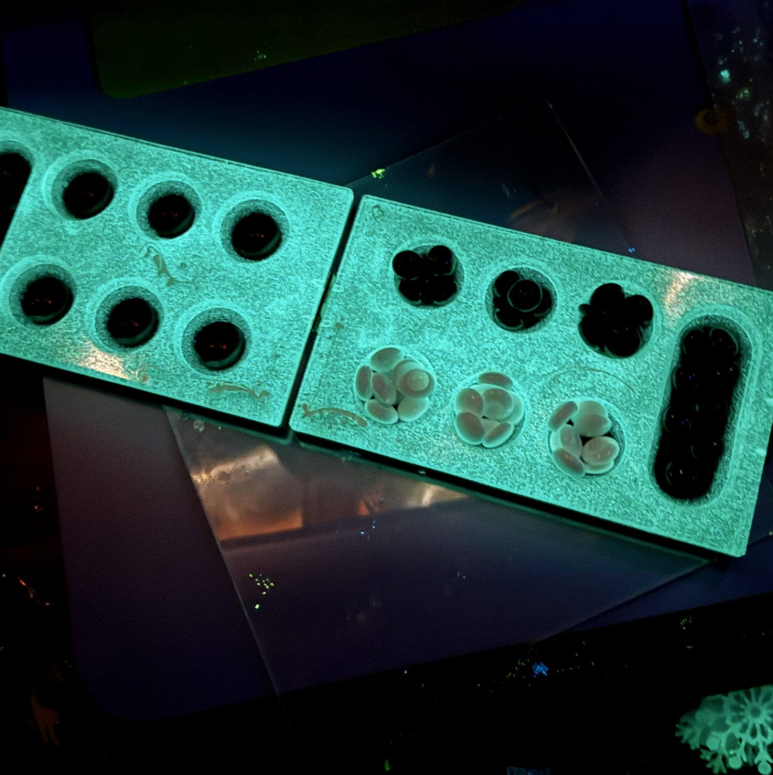 Handmade UV reactive Mancala Board
