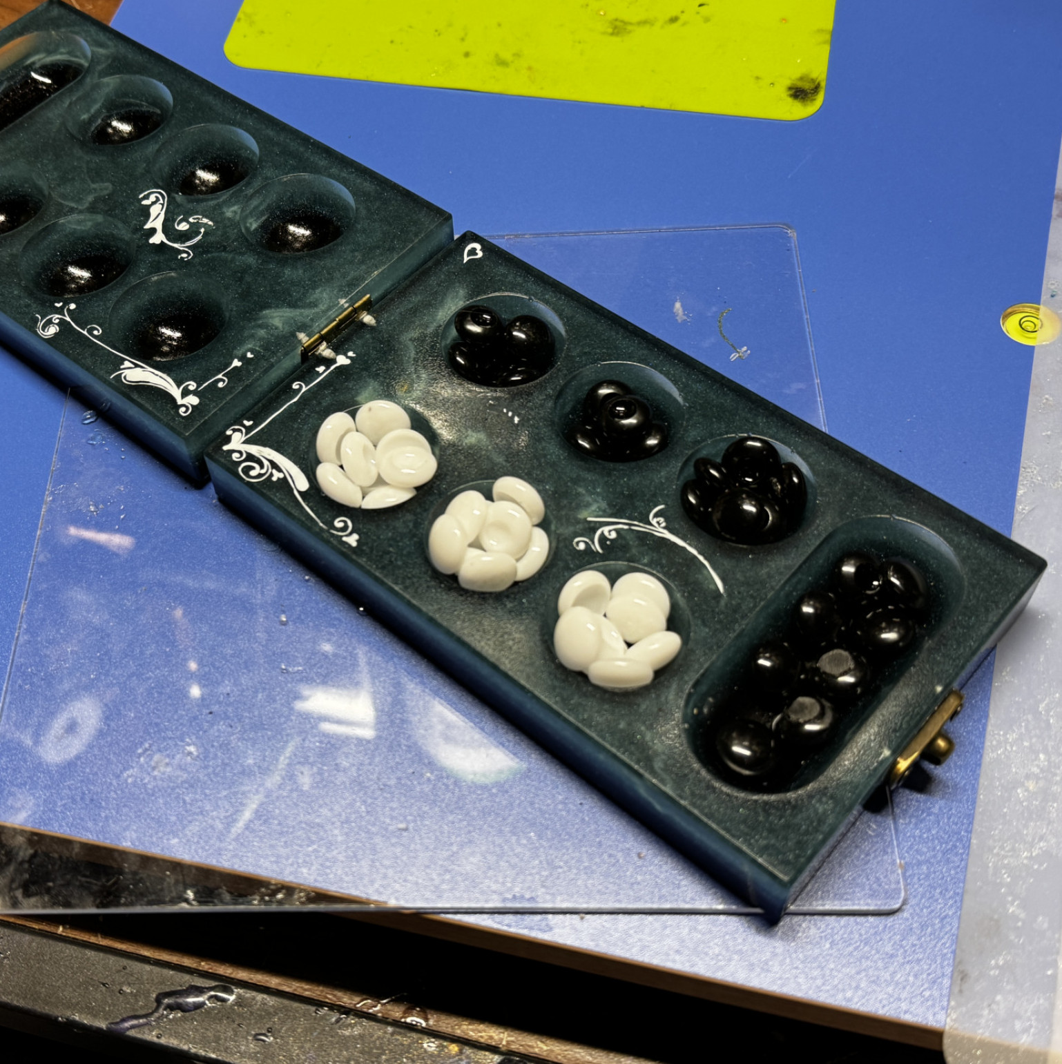 Handmade UV reactive Mancala Board