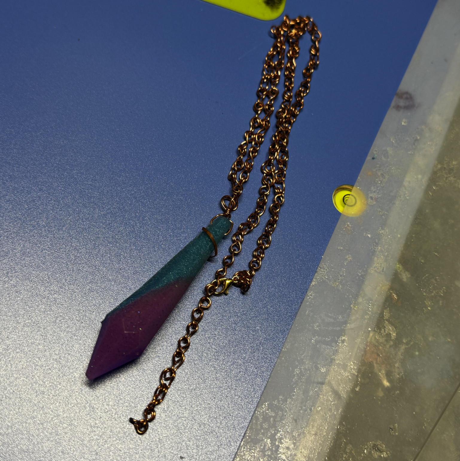 Handmade UV reactive crystal pendant