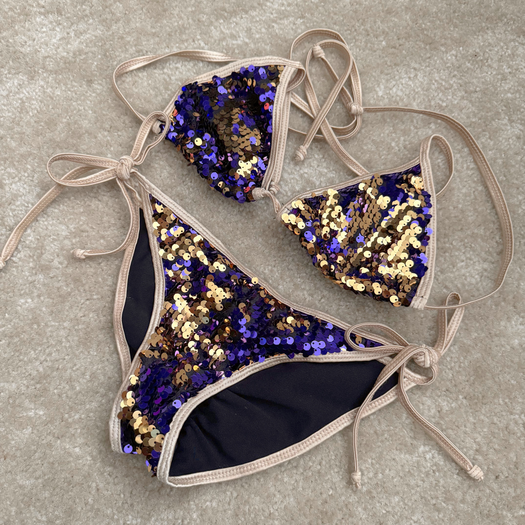 Bikini Purple Gold Sequins