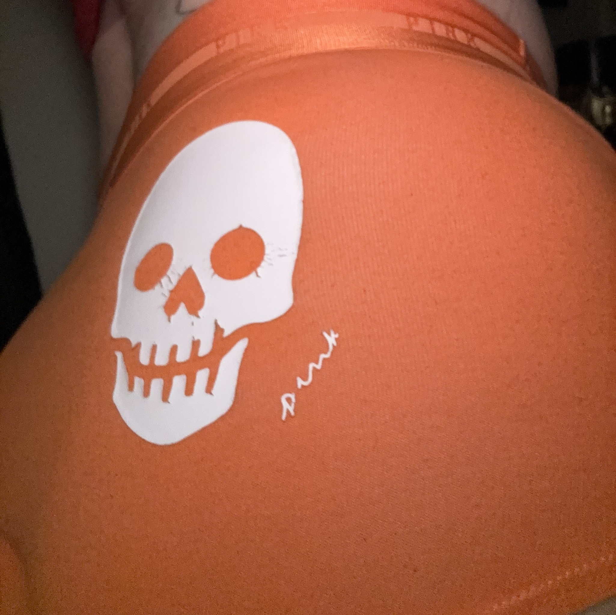 Halloween Neon Orange Boy Shorts with Skulls