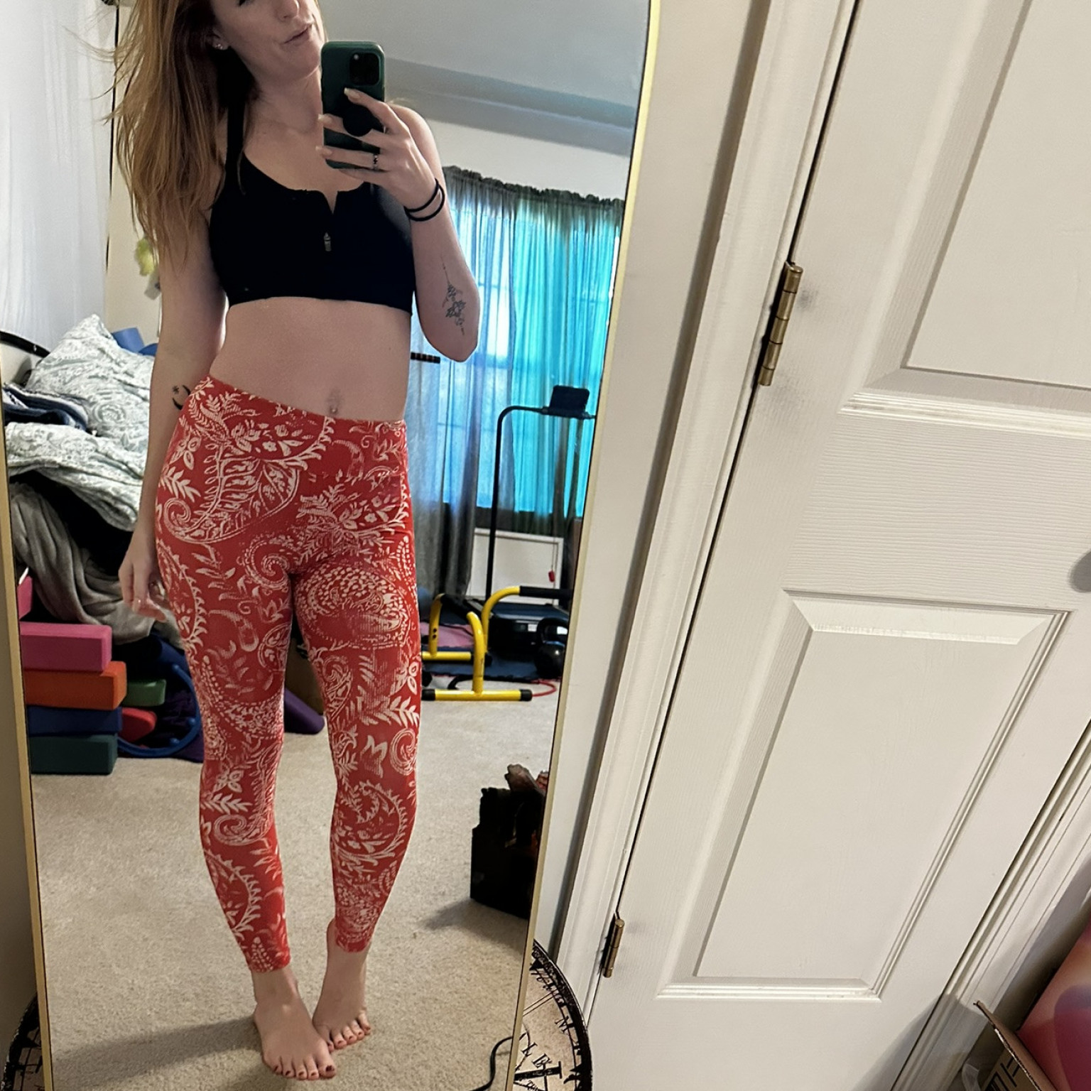 Cute flore worn leggings