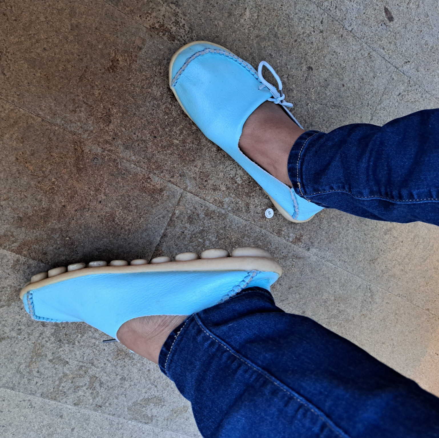 Sky Blue AllLeather Loafers