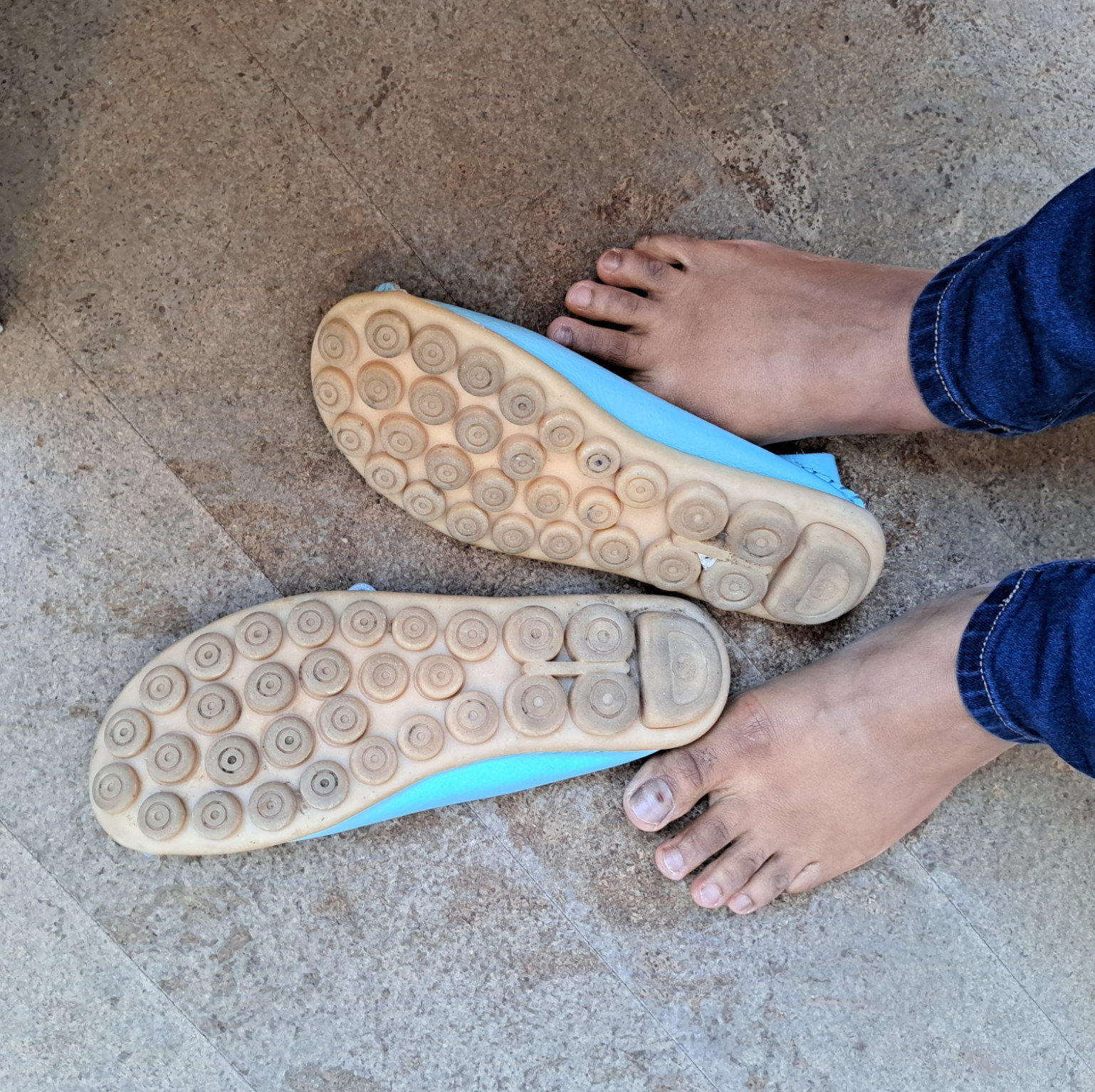 Sky Blue AllLeather Loafers