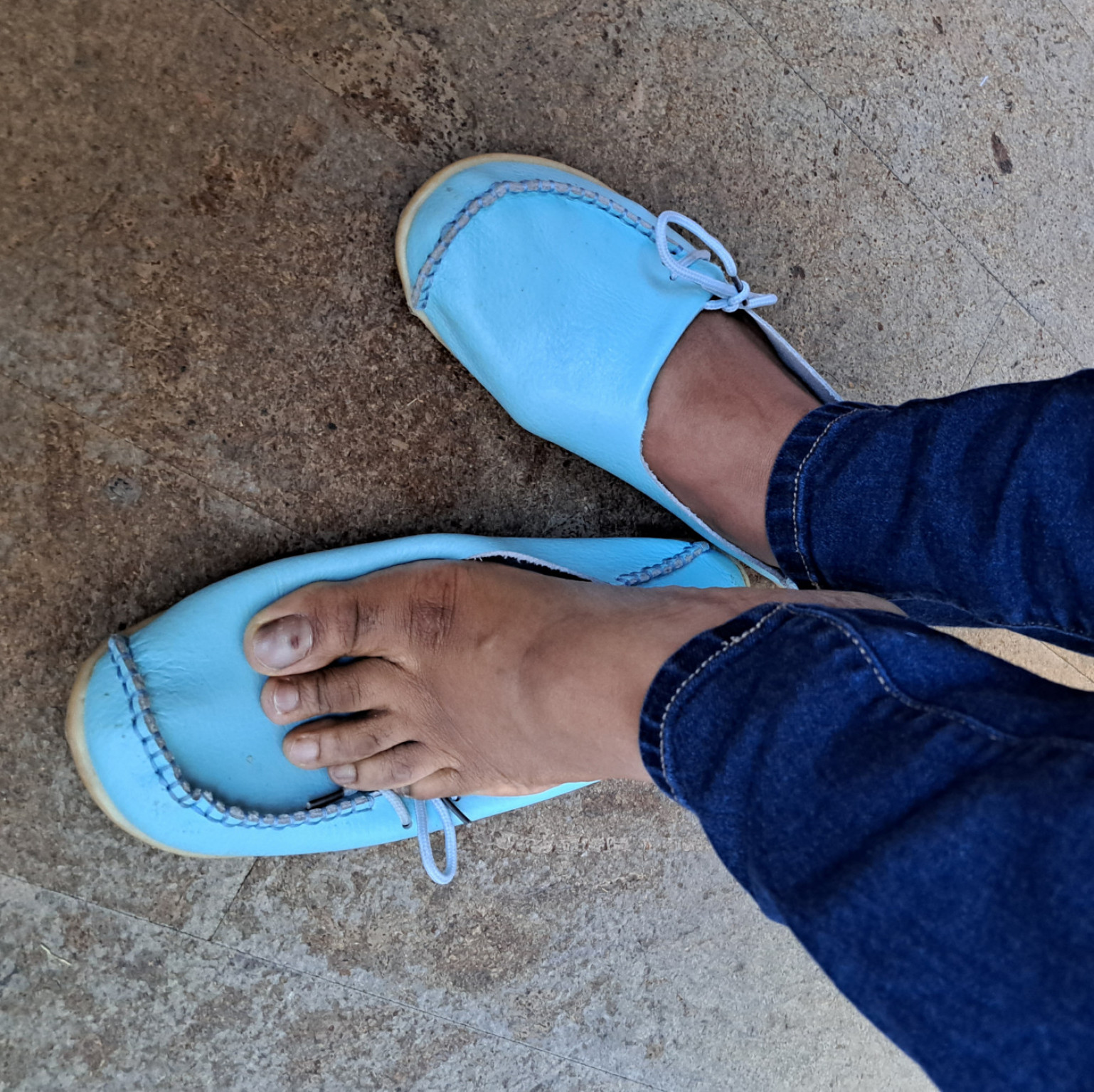 Sky Blue AllLeather Loafers