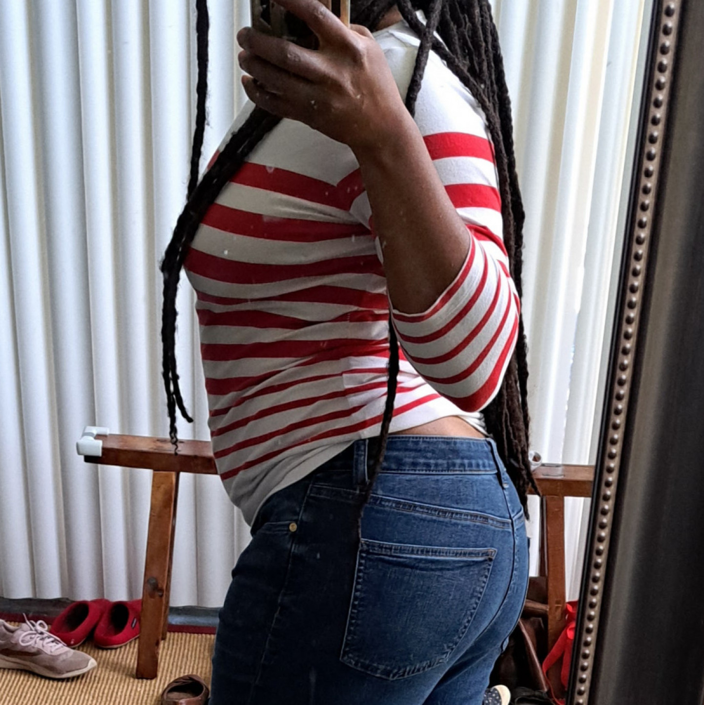 Red And White Striped Polo Shirt