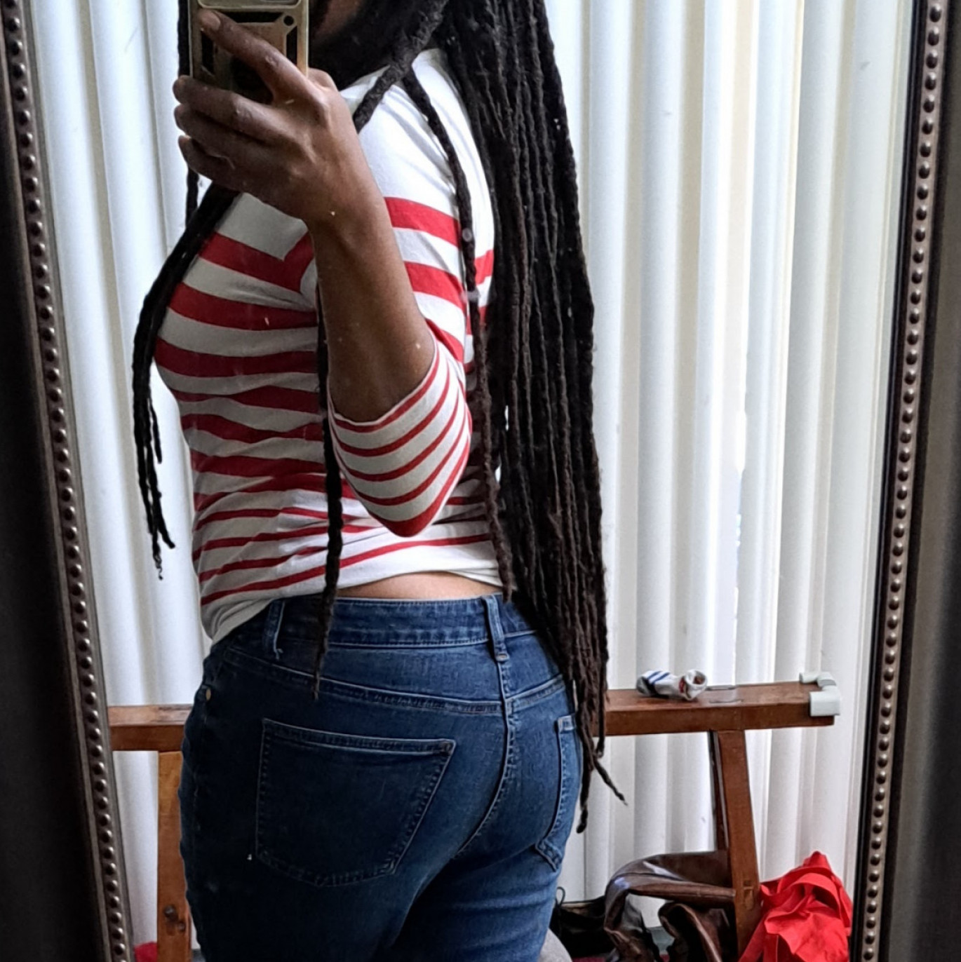 Red And White Striped Polo Shirt