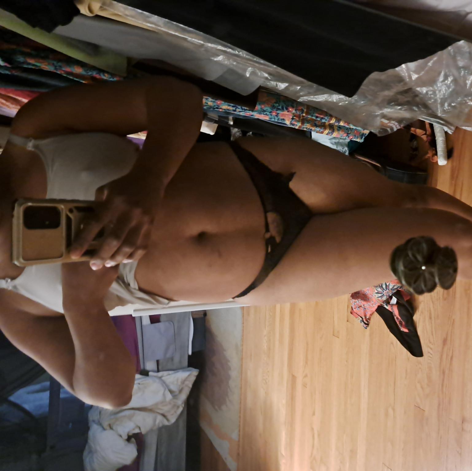 Black Satin And Lace Keyhole Bikini Panties