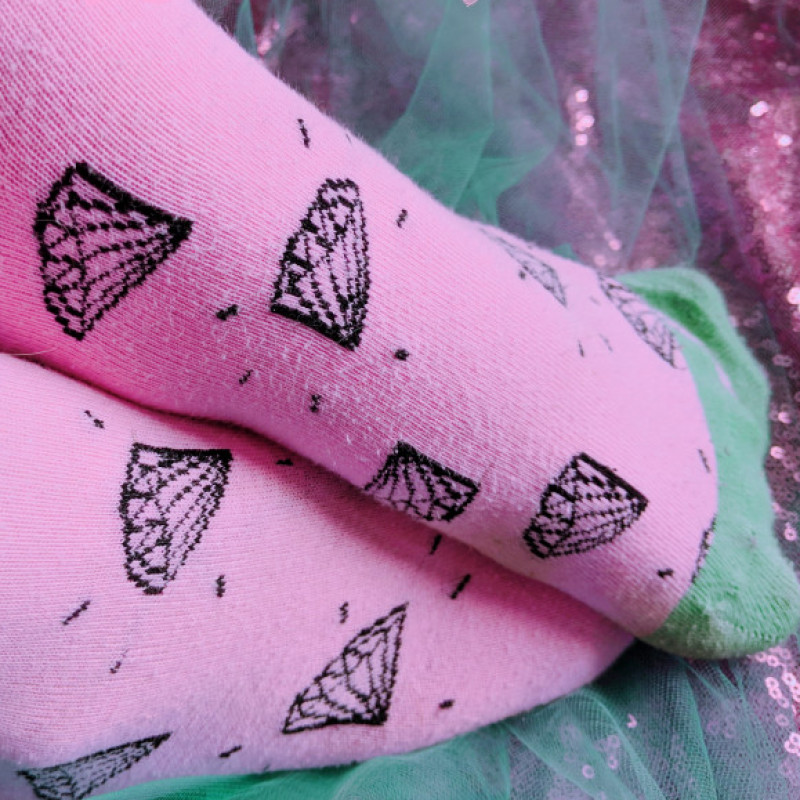 Buy My Pink and Seafoam Diamond Socks