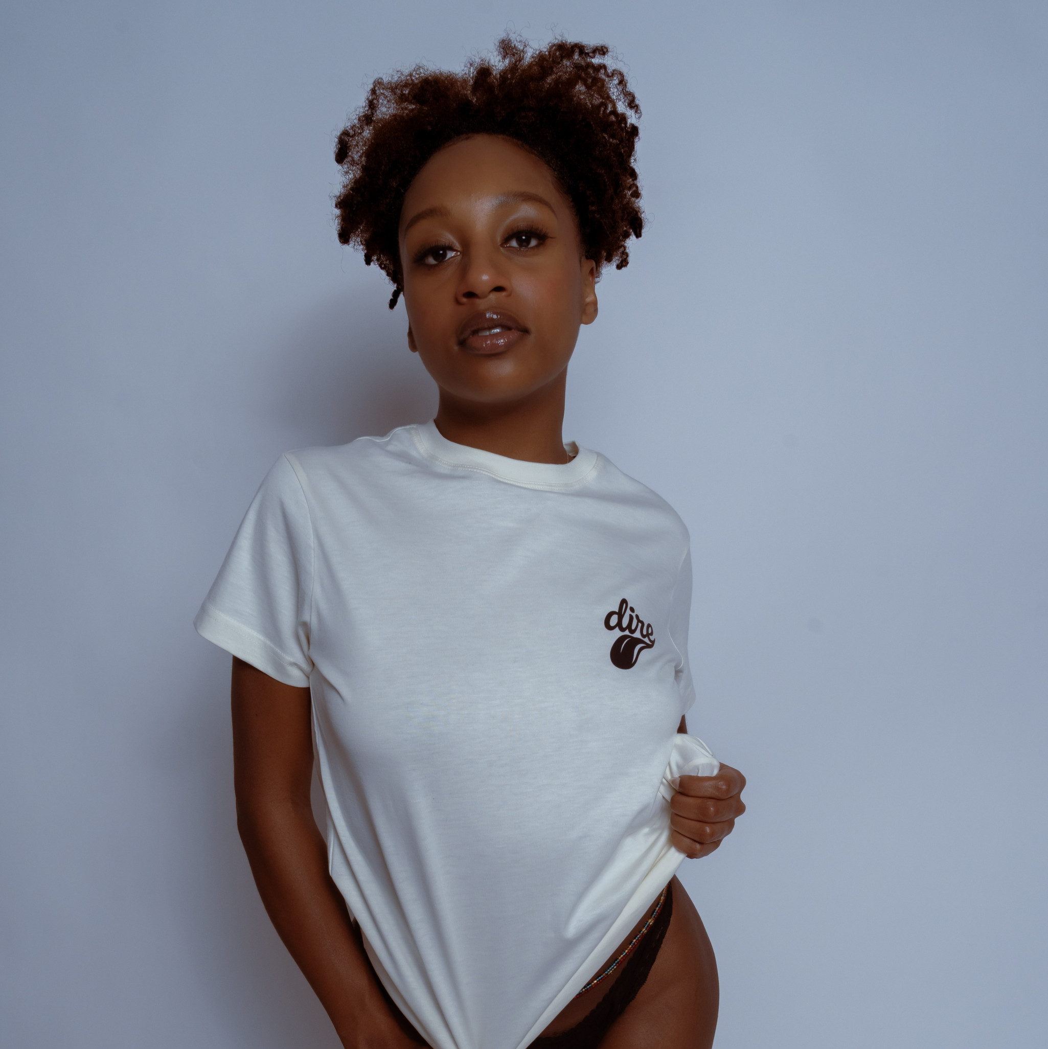 Dire Desires Tongue Tee  Natural