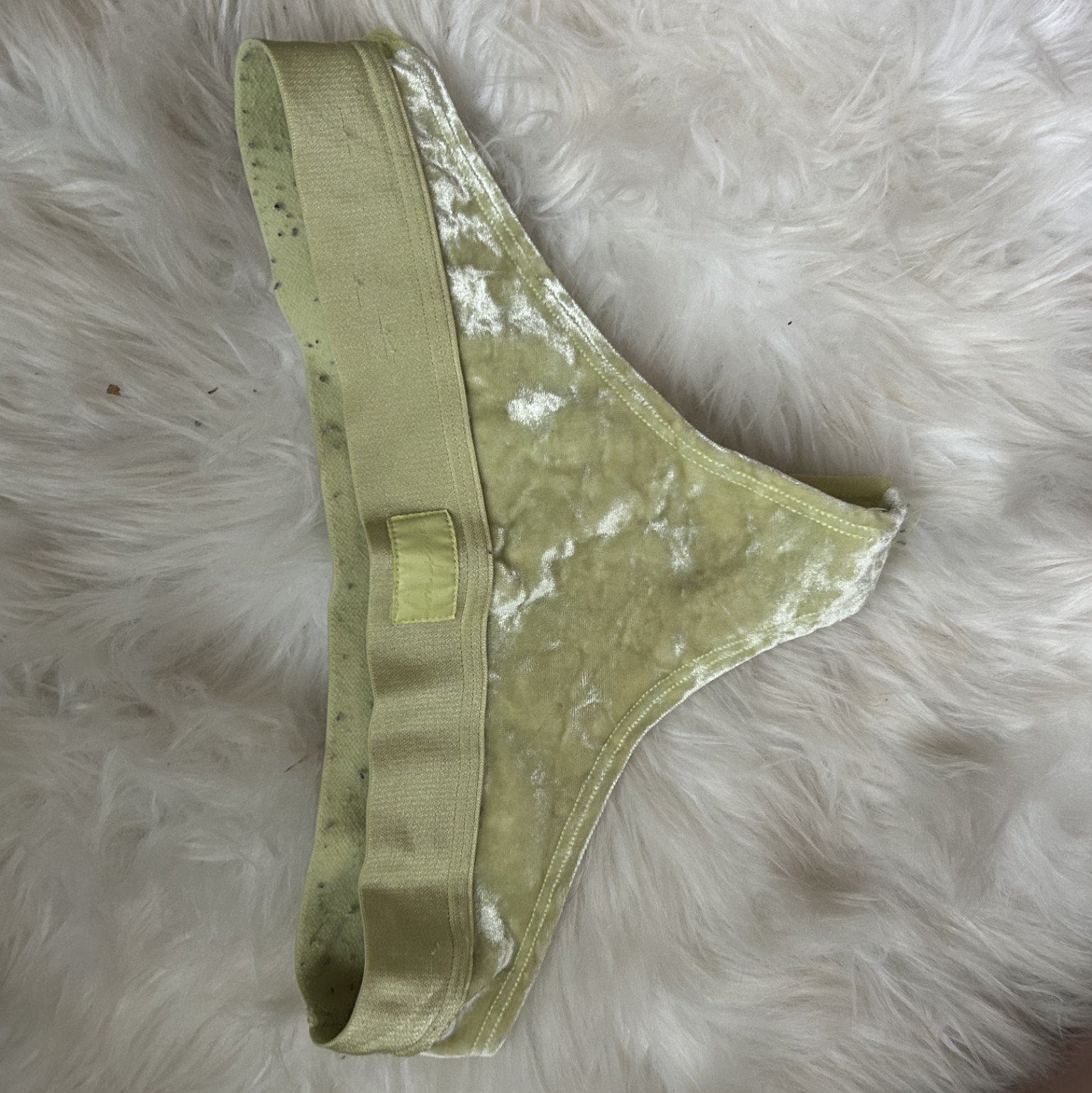 YellowGreen Velvet Thong