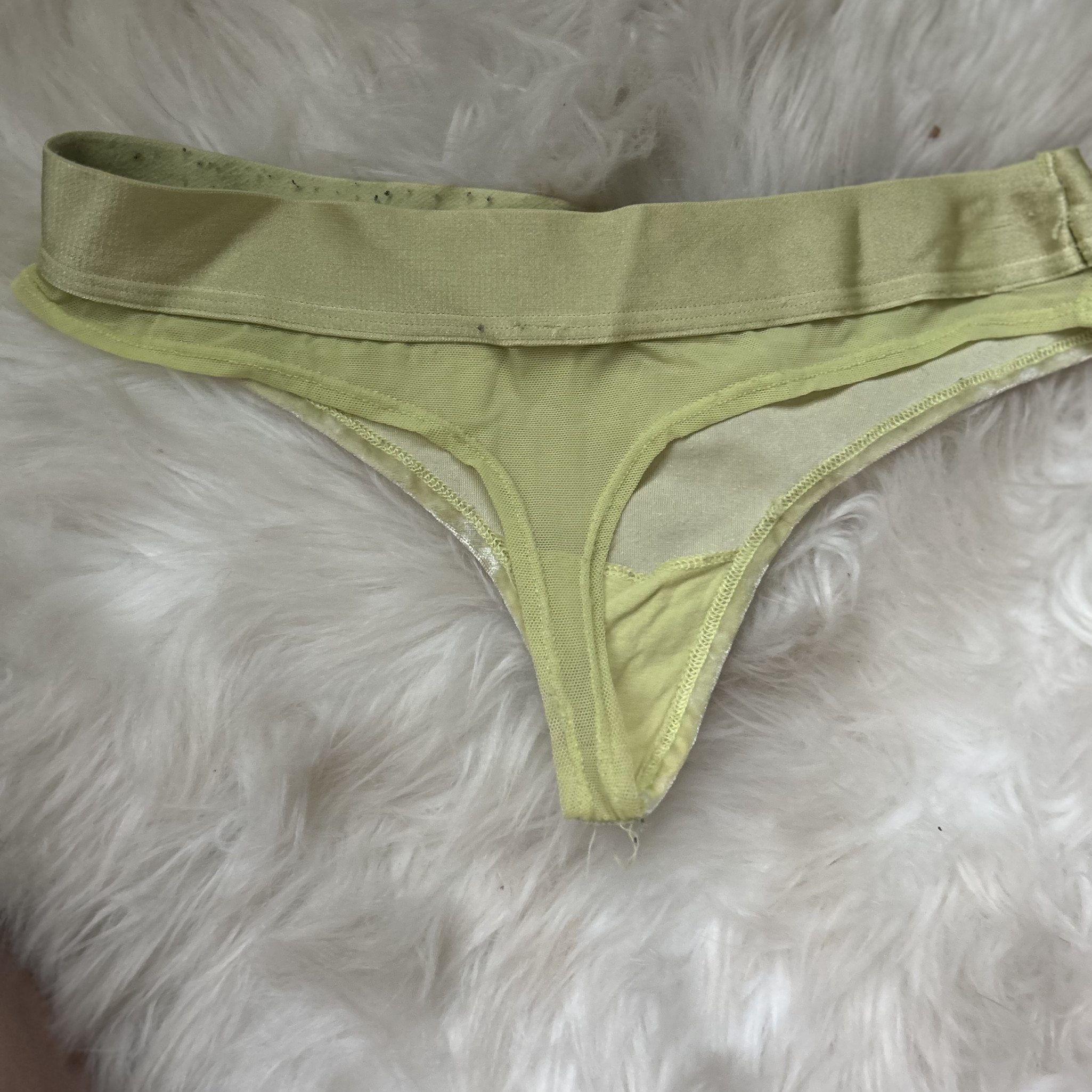 YellowGreen Velvet Thong