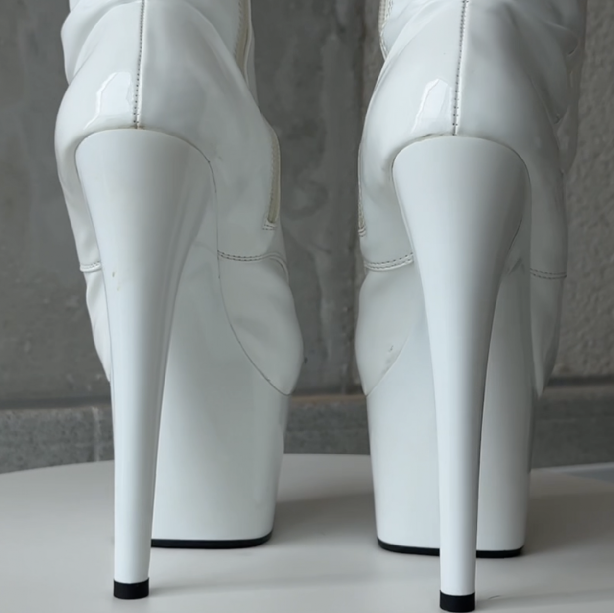 White Patent Platform Ankle Boots