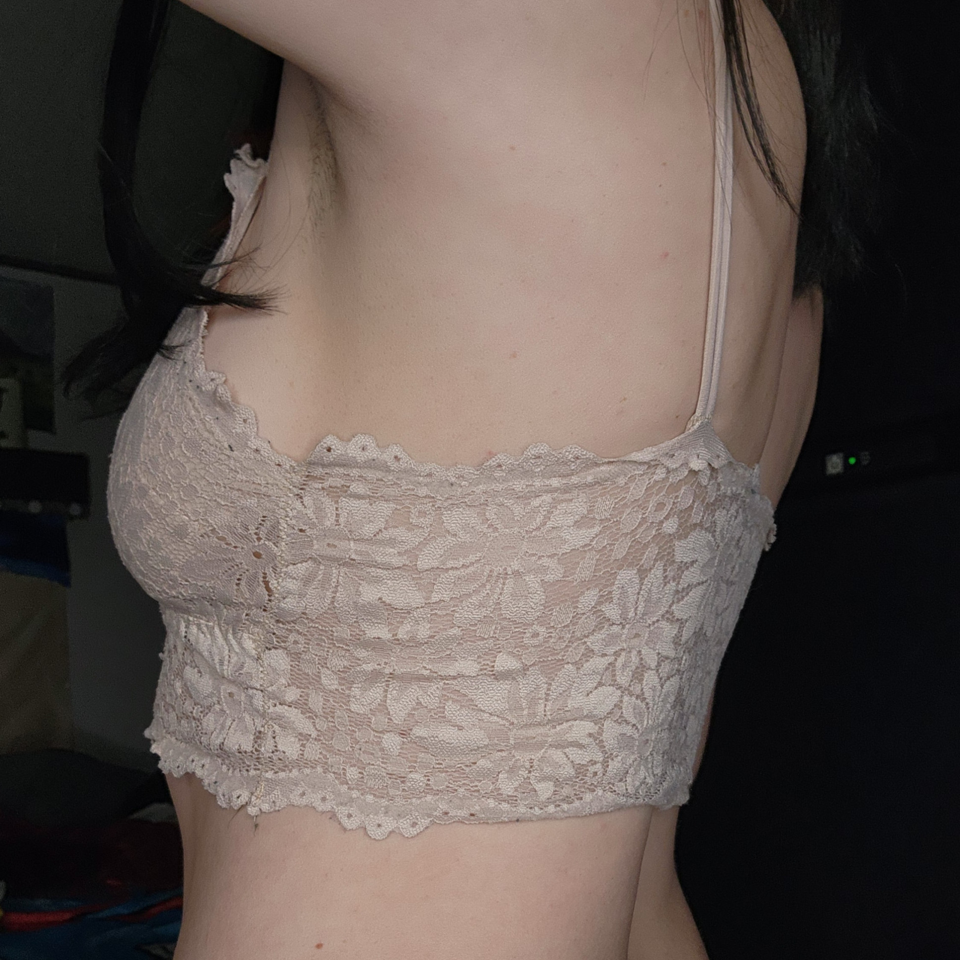 Nude Lace Crop Top Sports Bra