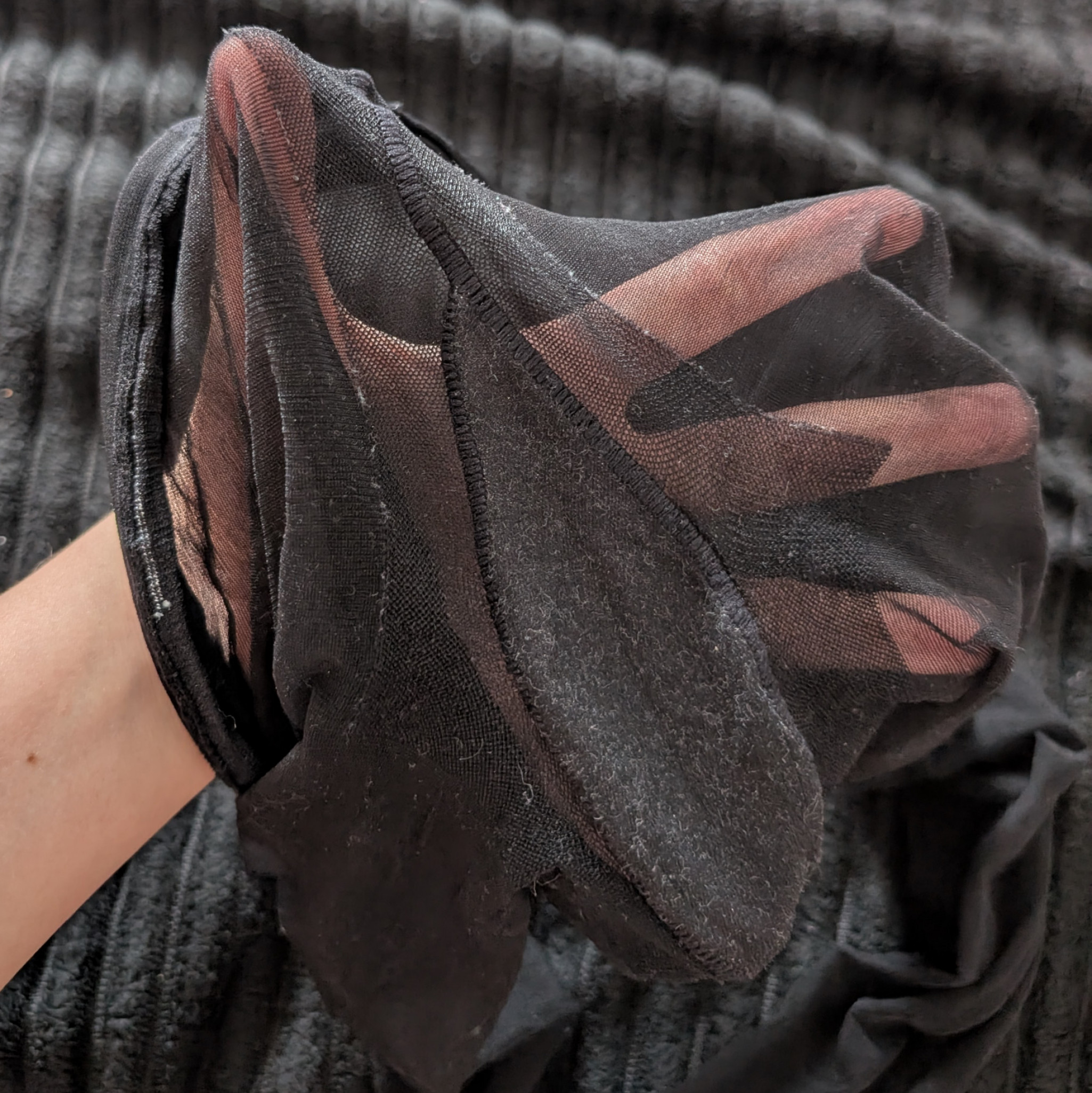 Sheer Black Pantyhose with Unique Seam Gusset