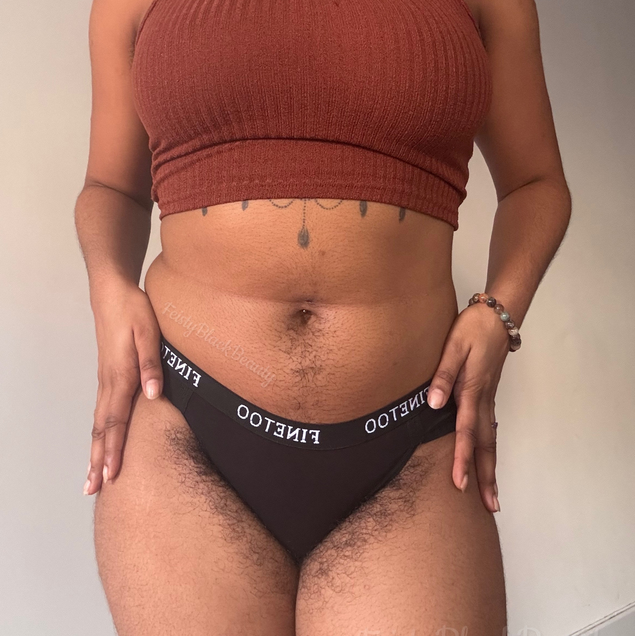 CUSTOM WEAR Black White Cotton Bikini Panties Hairy