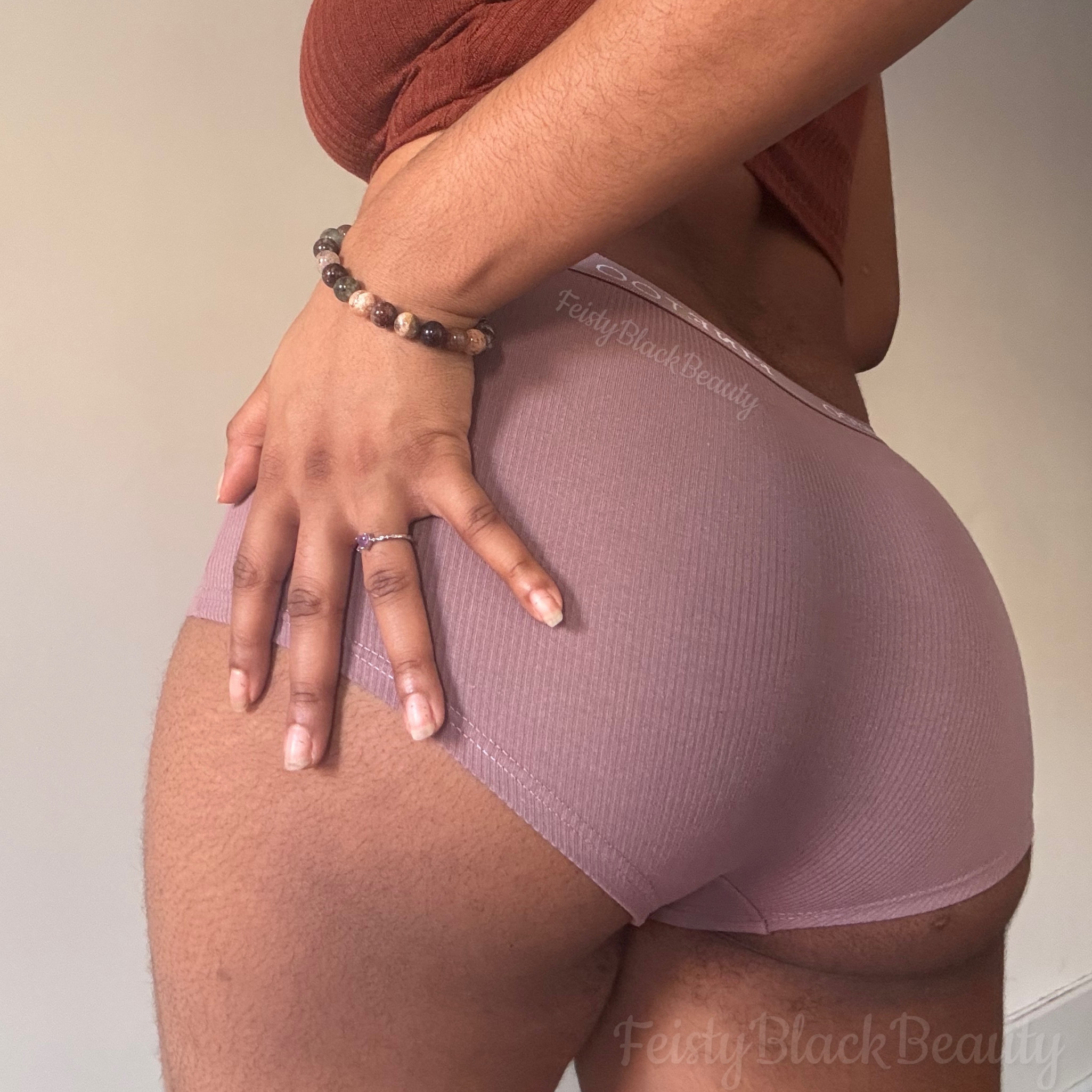 CUSTOM WEAR Used Mauve Cotton Boy Shorts Hairy